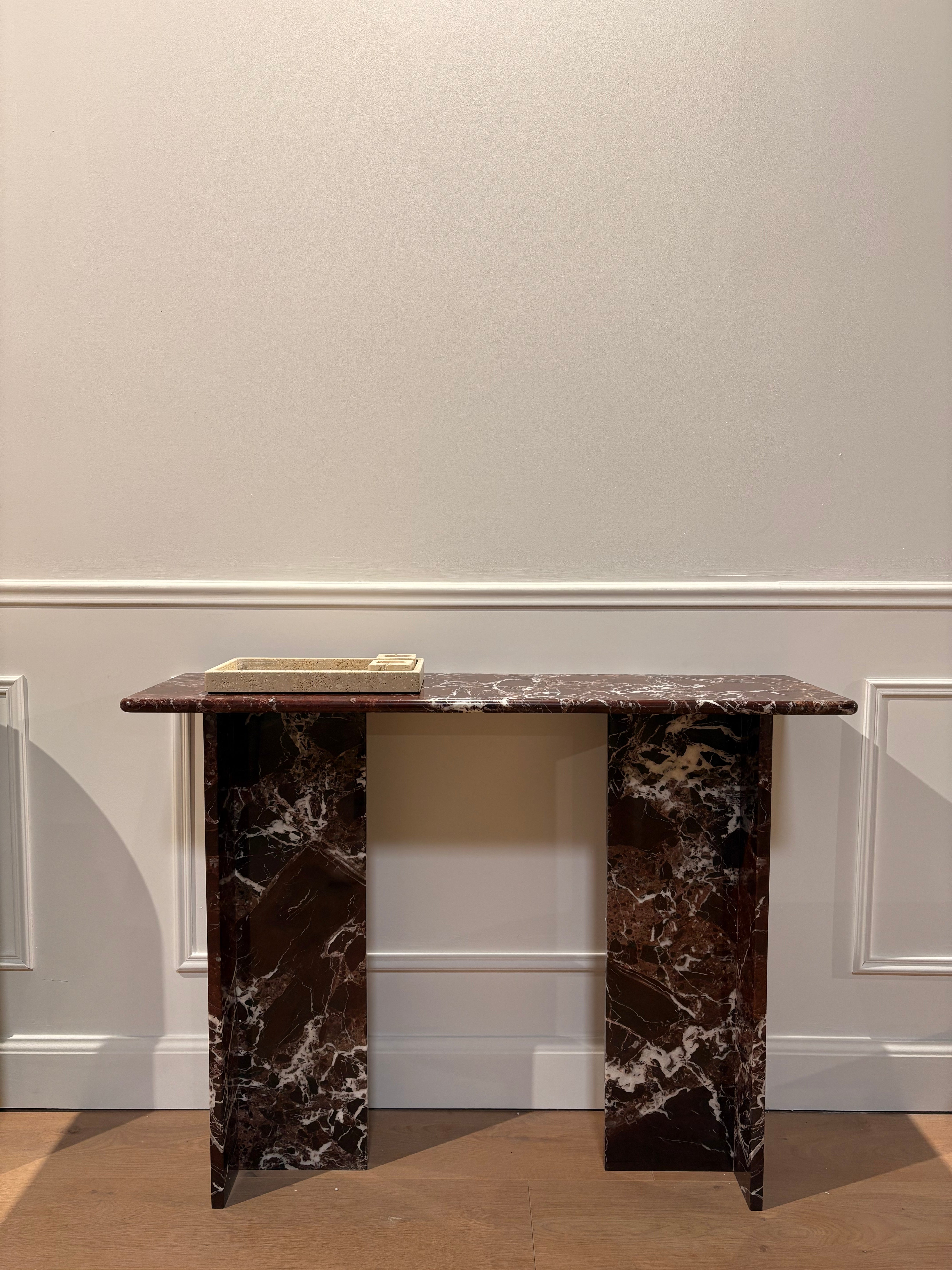 Console signature x marbre rouge rosso levanto (100/30)
