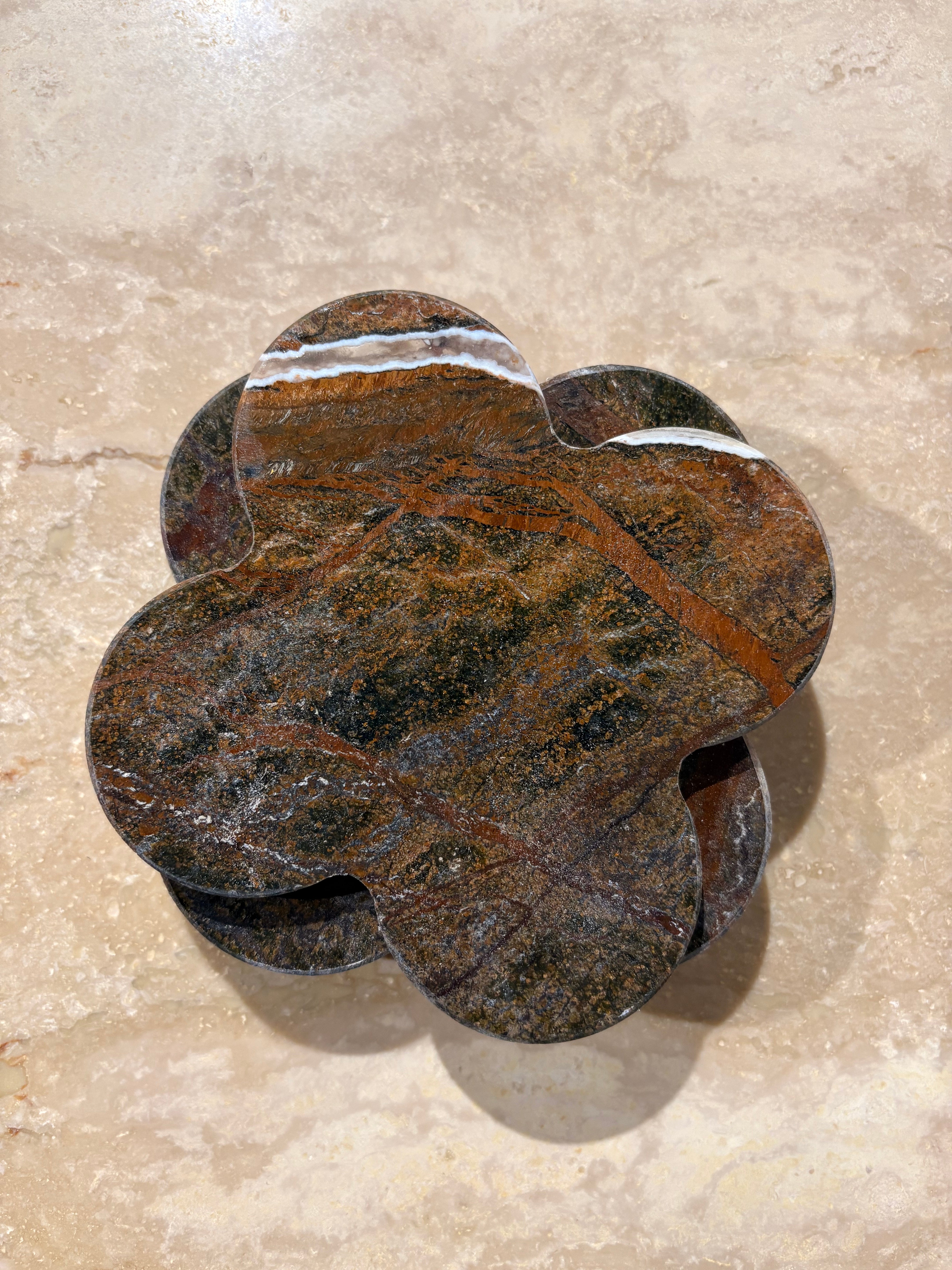 Dessous de verres nuage trèfle en marbre green forest (lot de 4)