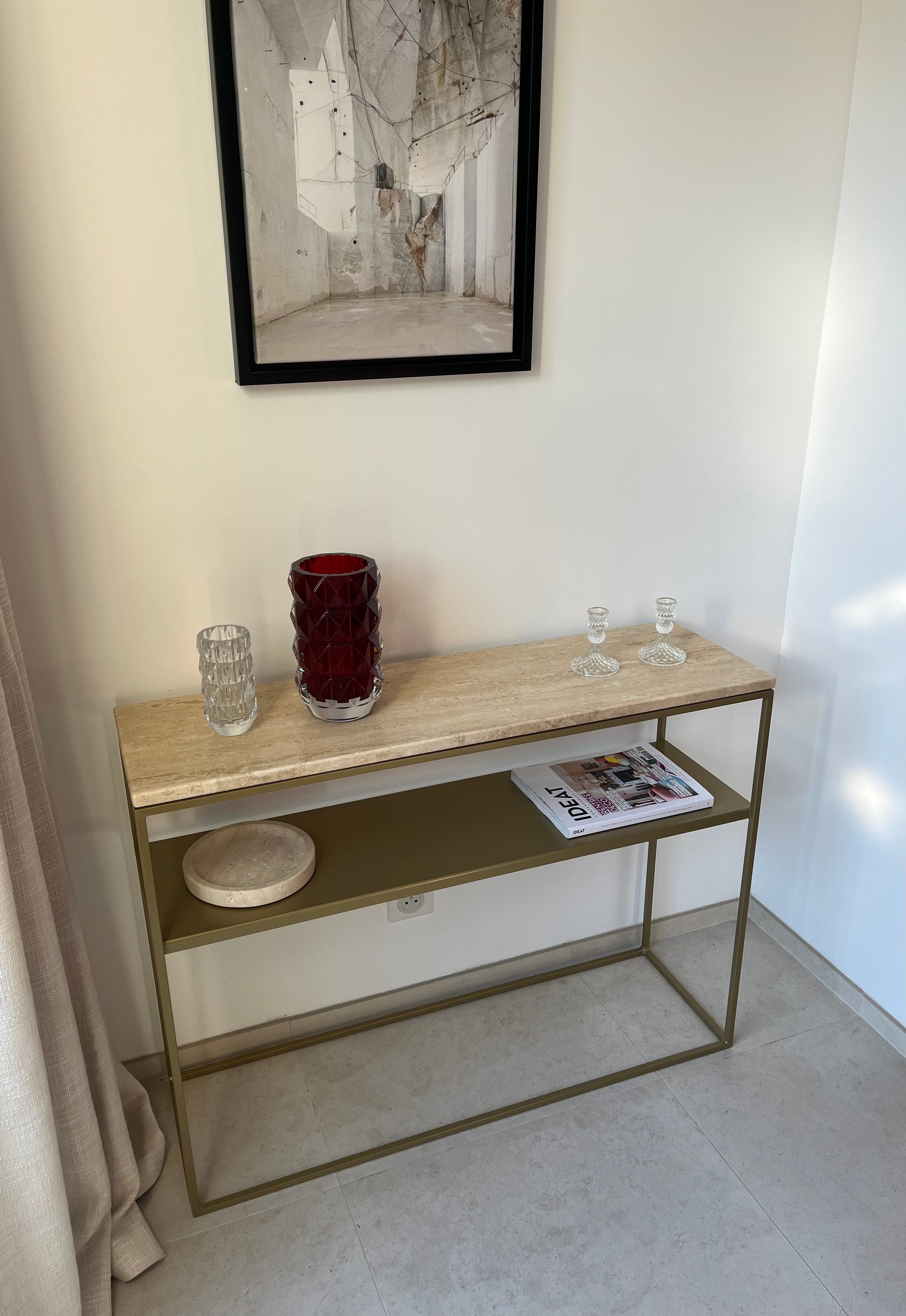 Console avec étagère & travertin - GIPSY HOME