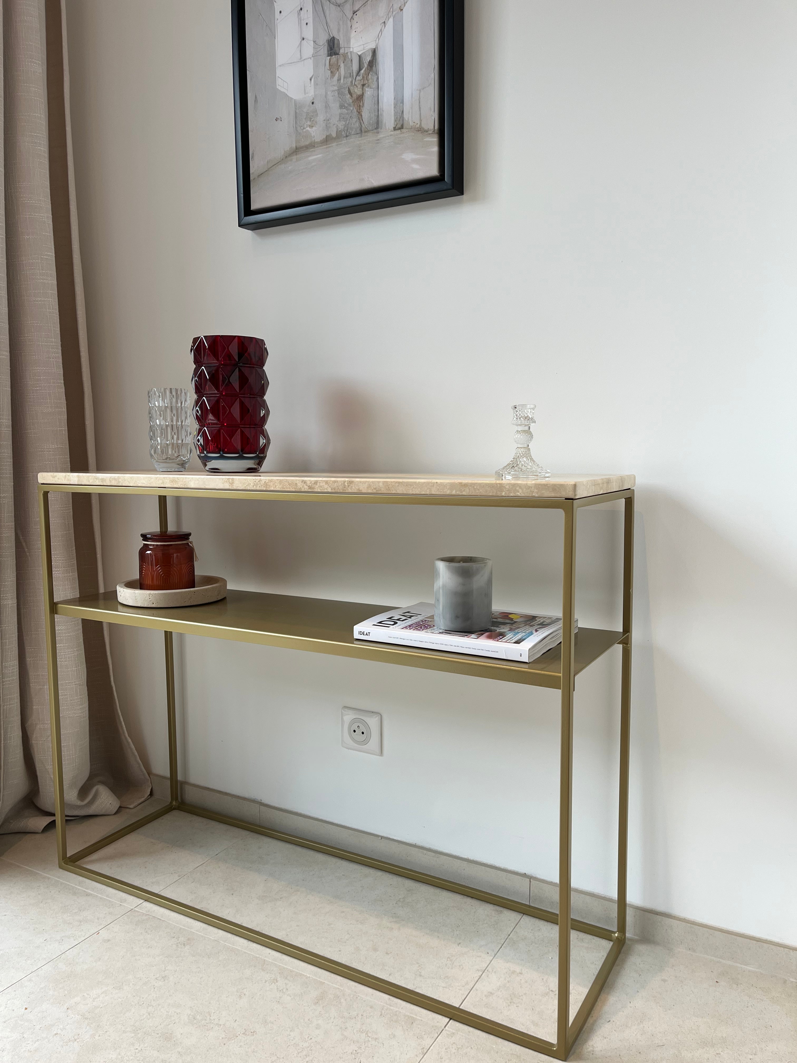 Console avec étagère & travertin - GIPSY HOME