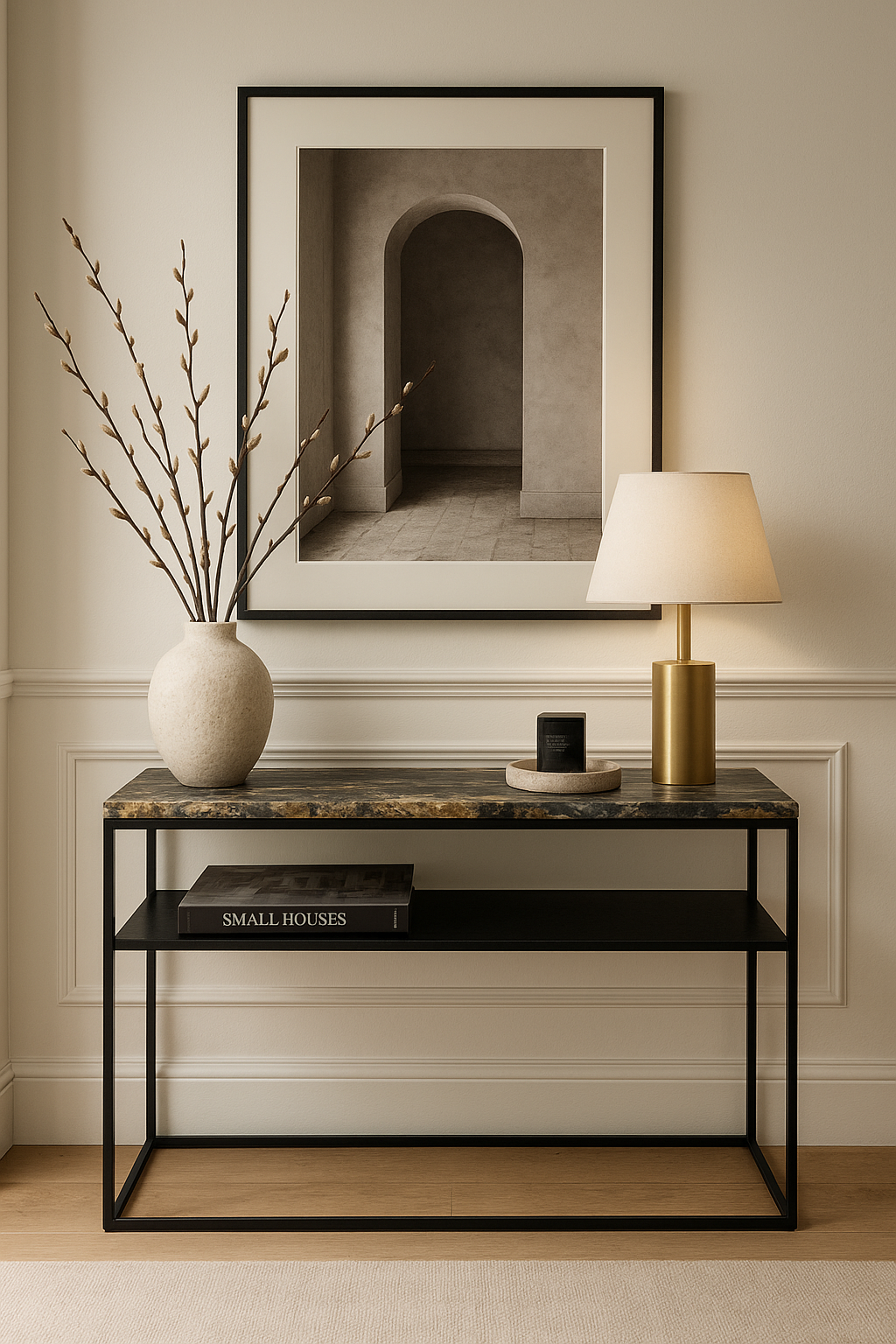 Console avec étagère & Granit Fusion Gold