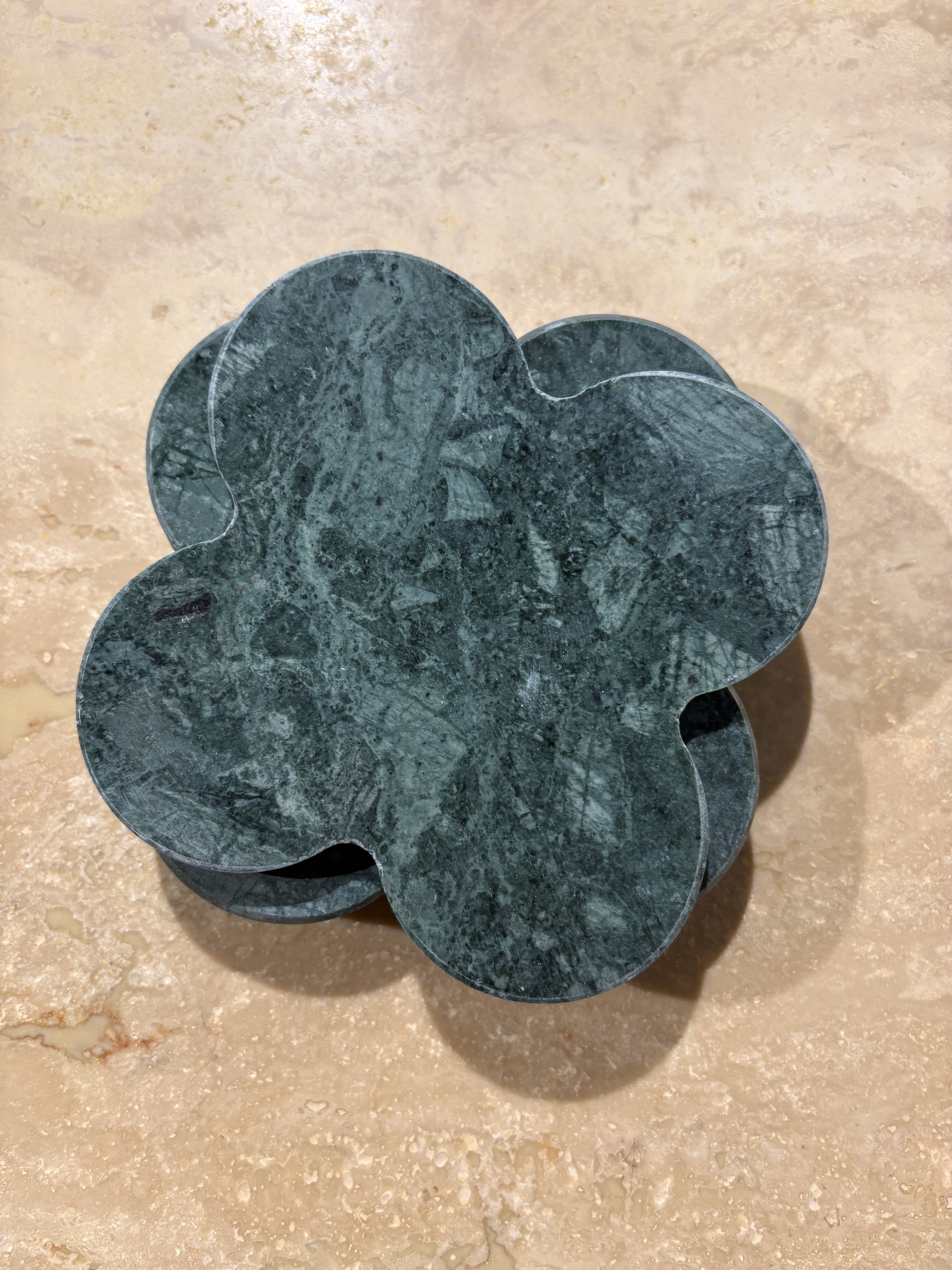 Dessous de verres nuage trèfle en marbre vert(lot de 4)