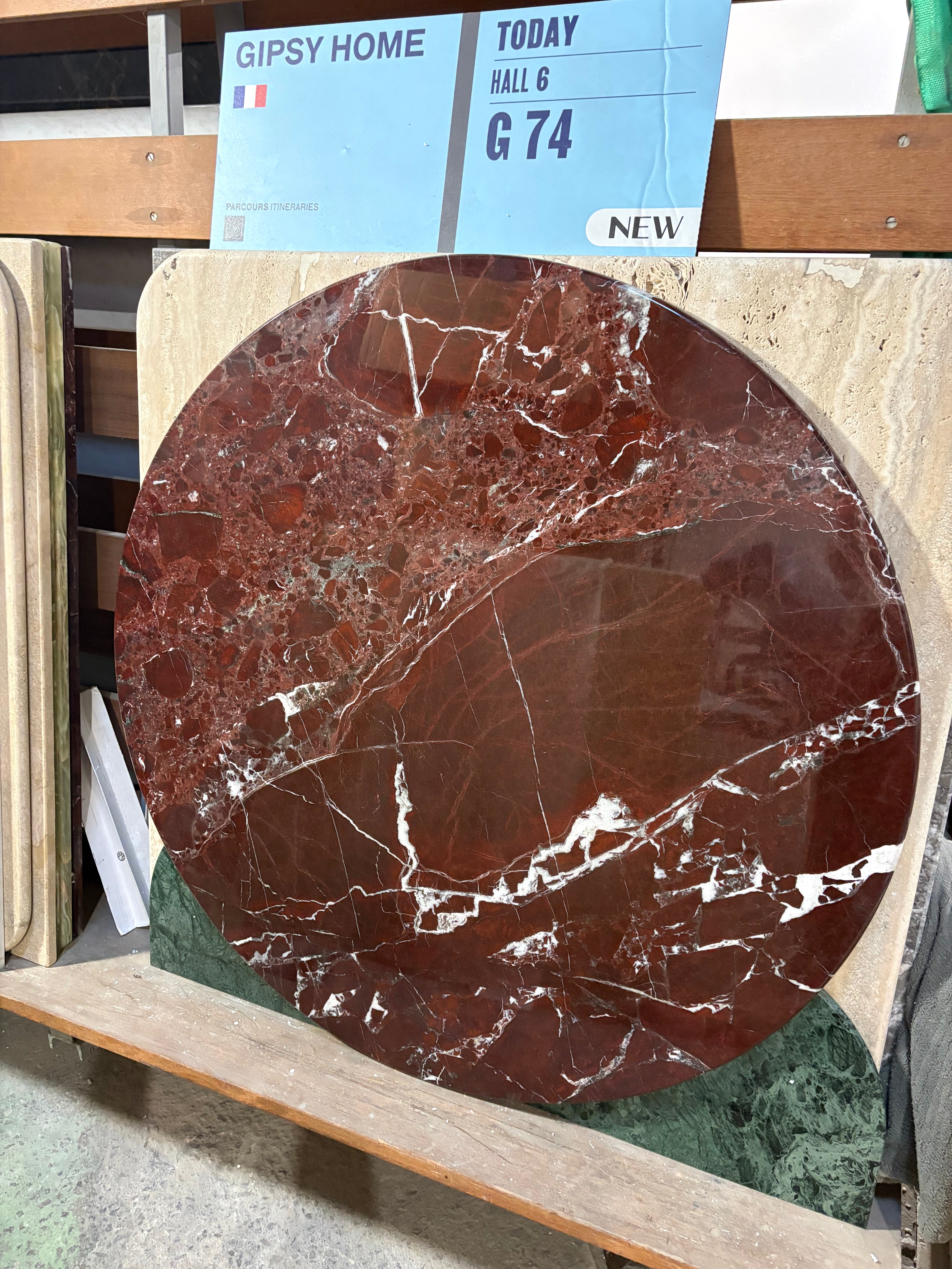 Table basse D100 ronde x Marbre rouge Rosso Levanto