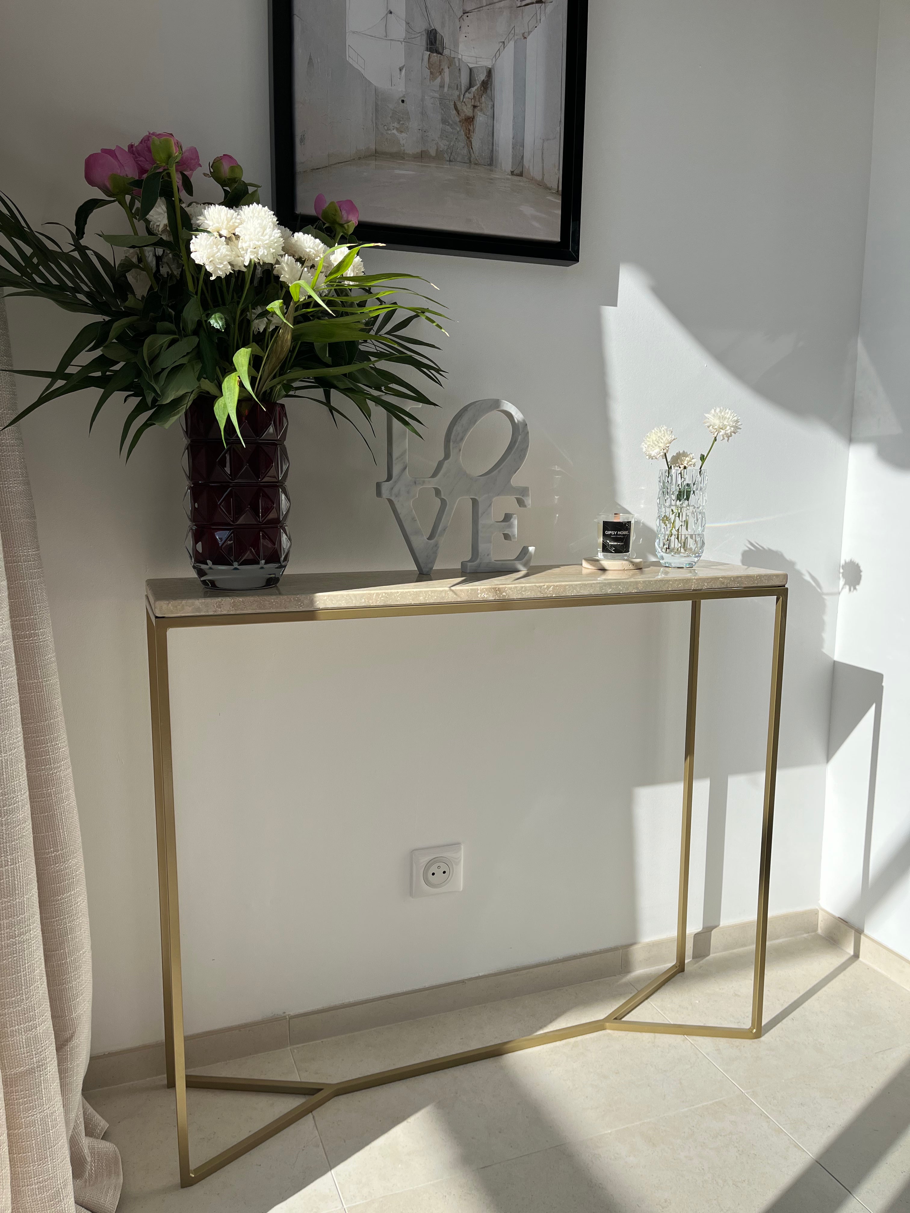 Console élégance Y x Travertin (90x22) - GIPSY HOME