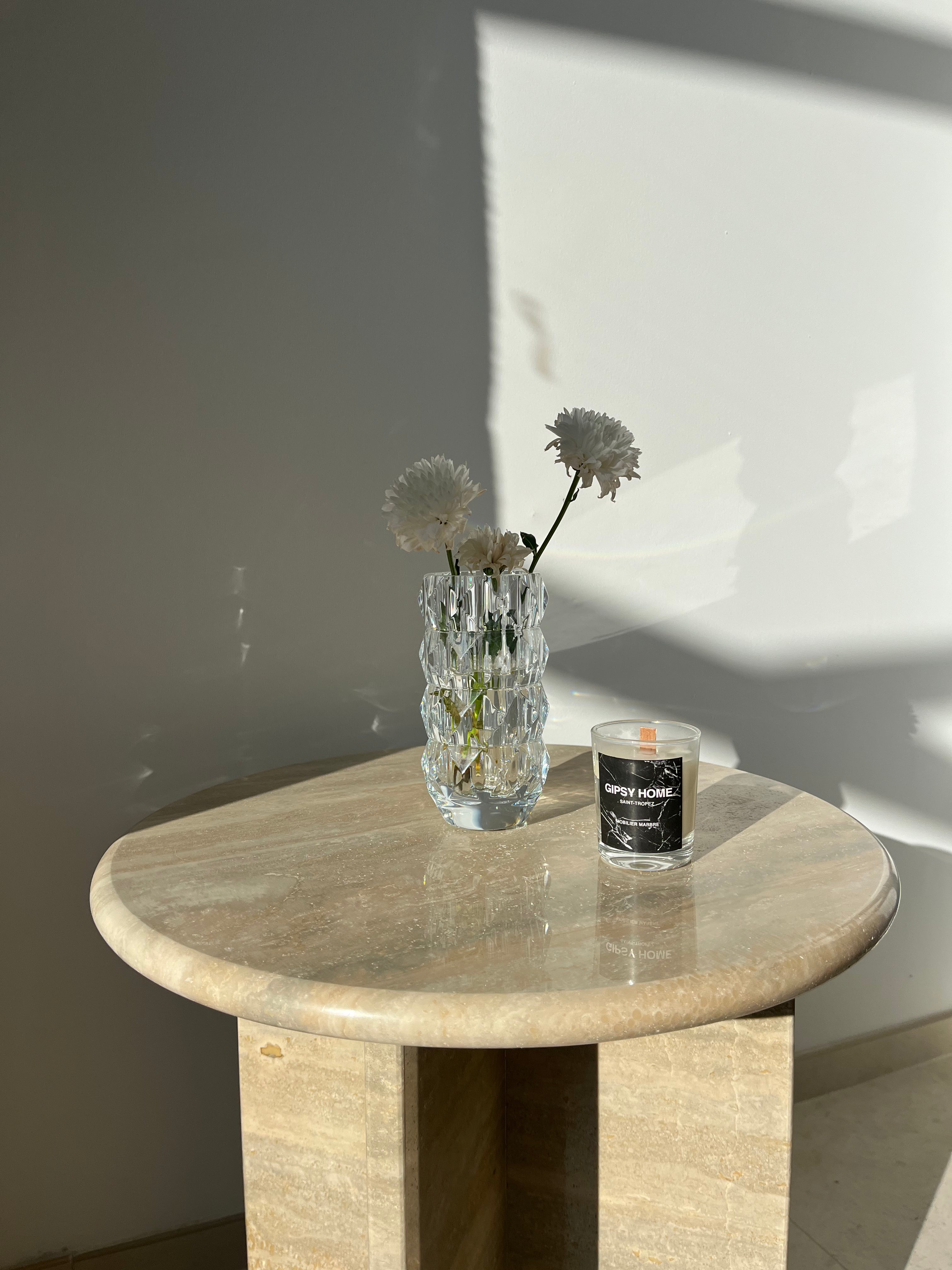 Table d’appoint 100% Travertin (brut ou poli) - GIPSY HOME