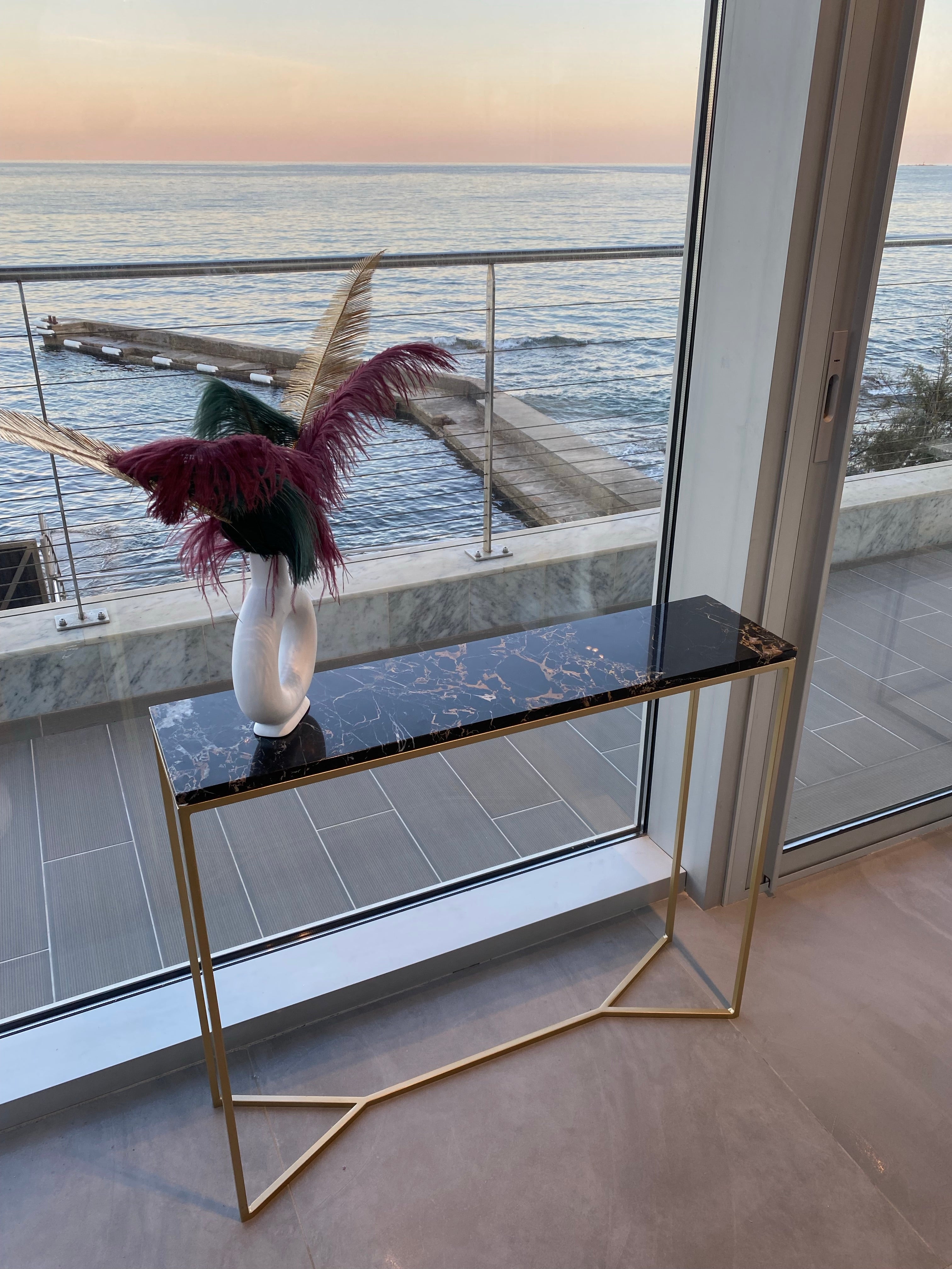 Console élégance marbre Portor Gold (90x22) - GIPSY HOME