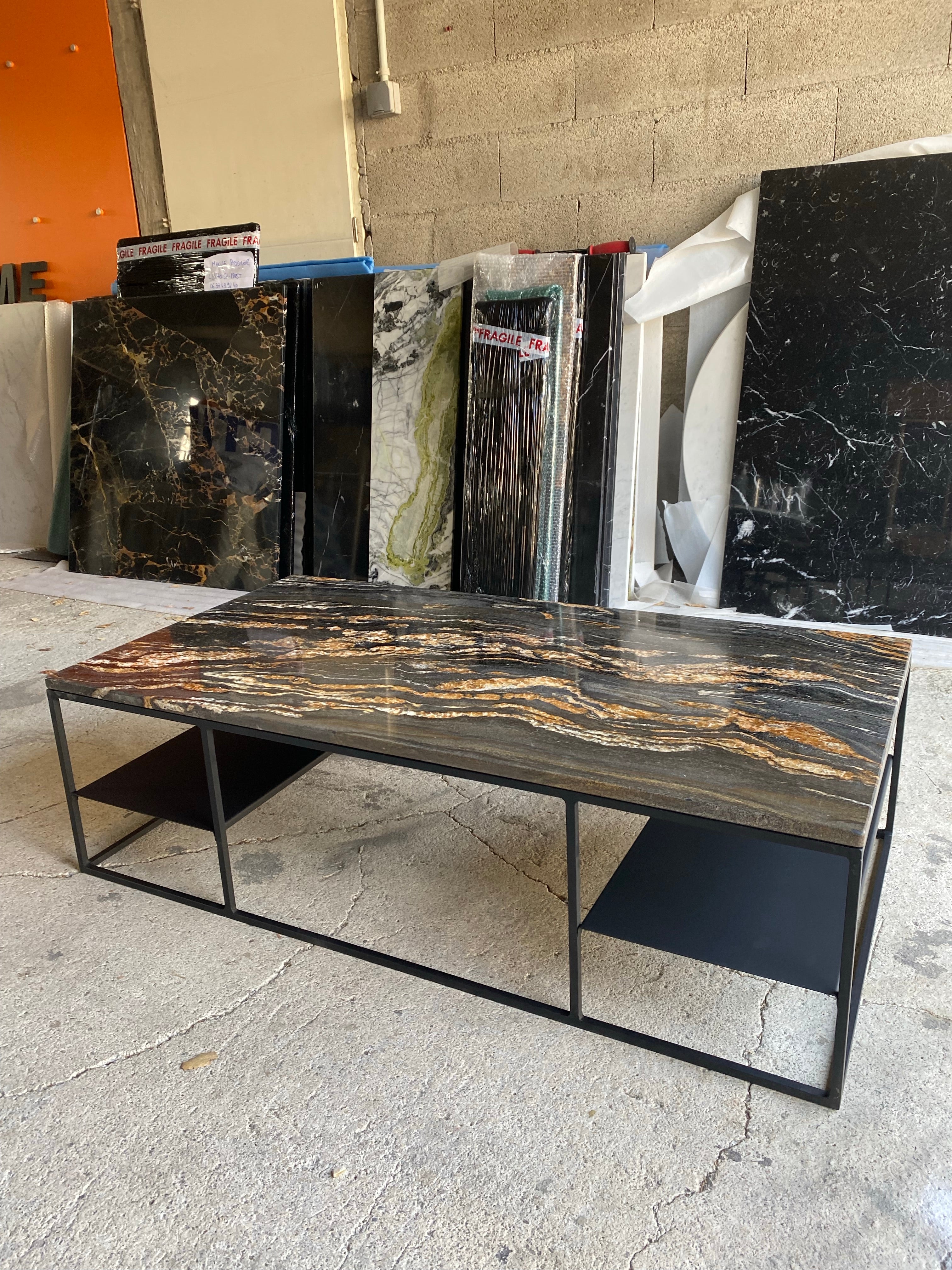 PRÉ COMMANDE Table basse Élégance étagère rectangle x Fusion Gold - GIPSY HOME