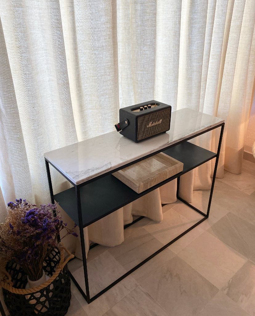 Console avec étagère & marbre Blanc Carrare - GIPSY HOME