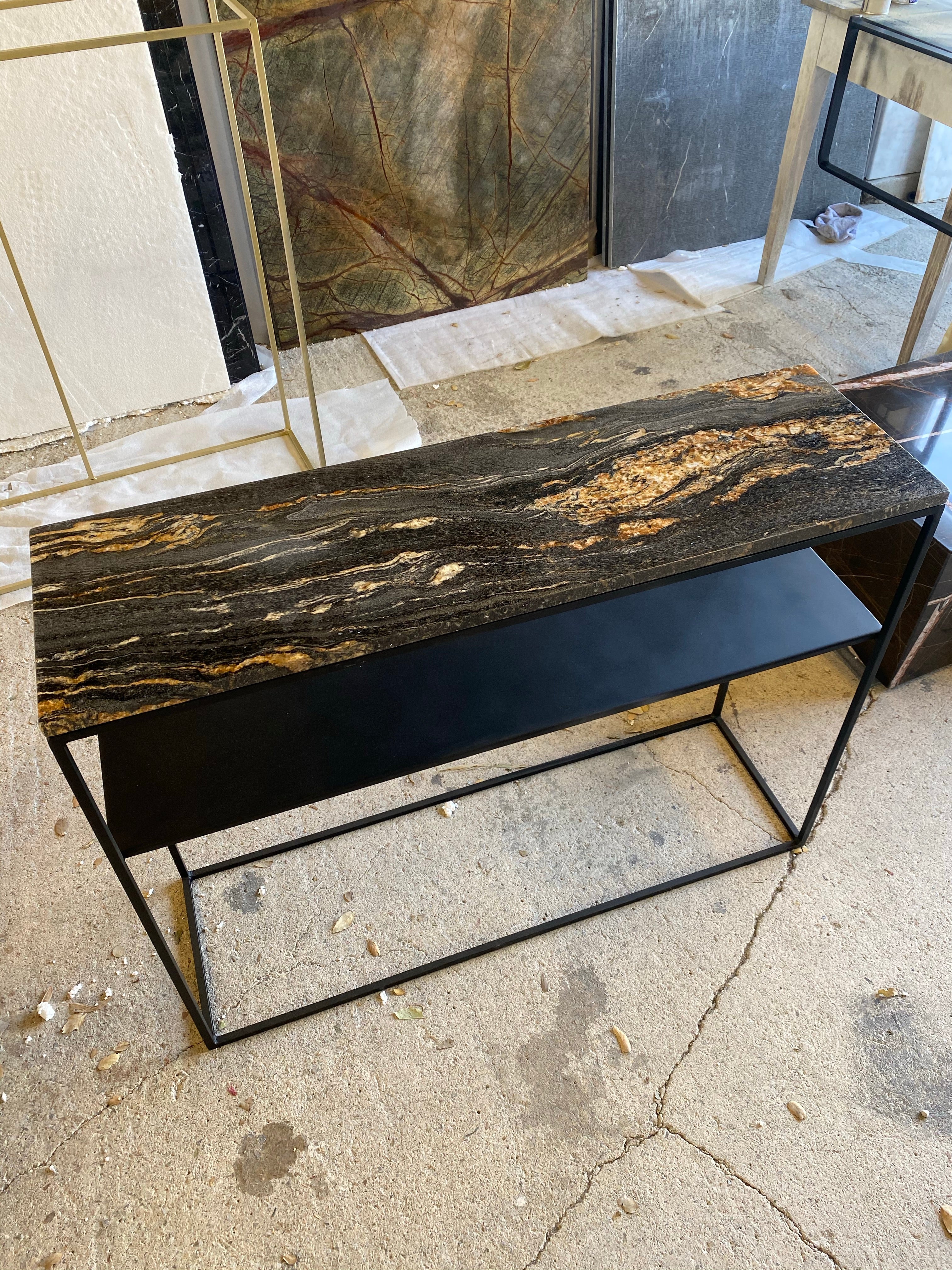Console avec étagère & Granit Fusion Gold - GIPSY HOME