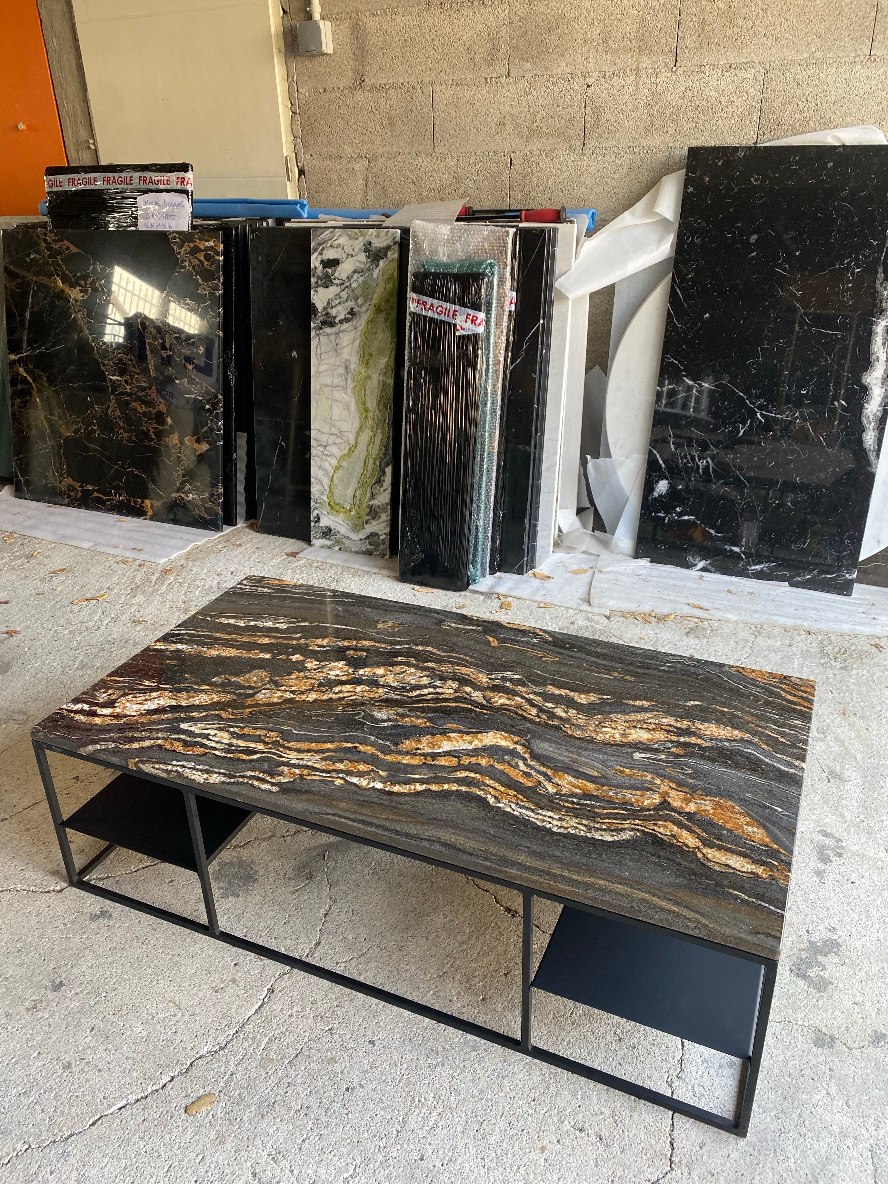 PRÉ COMMANDE Table basse Élégance étagère rectangle x Fusion Gold - GIPSY HOME