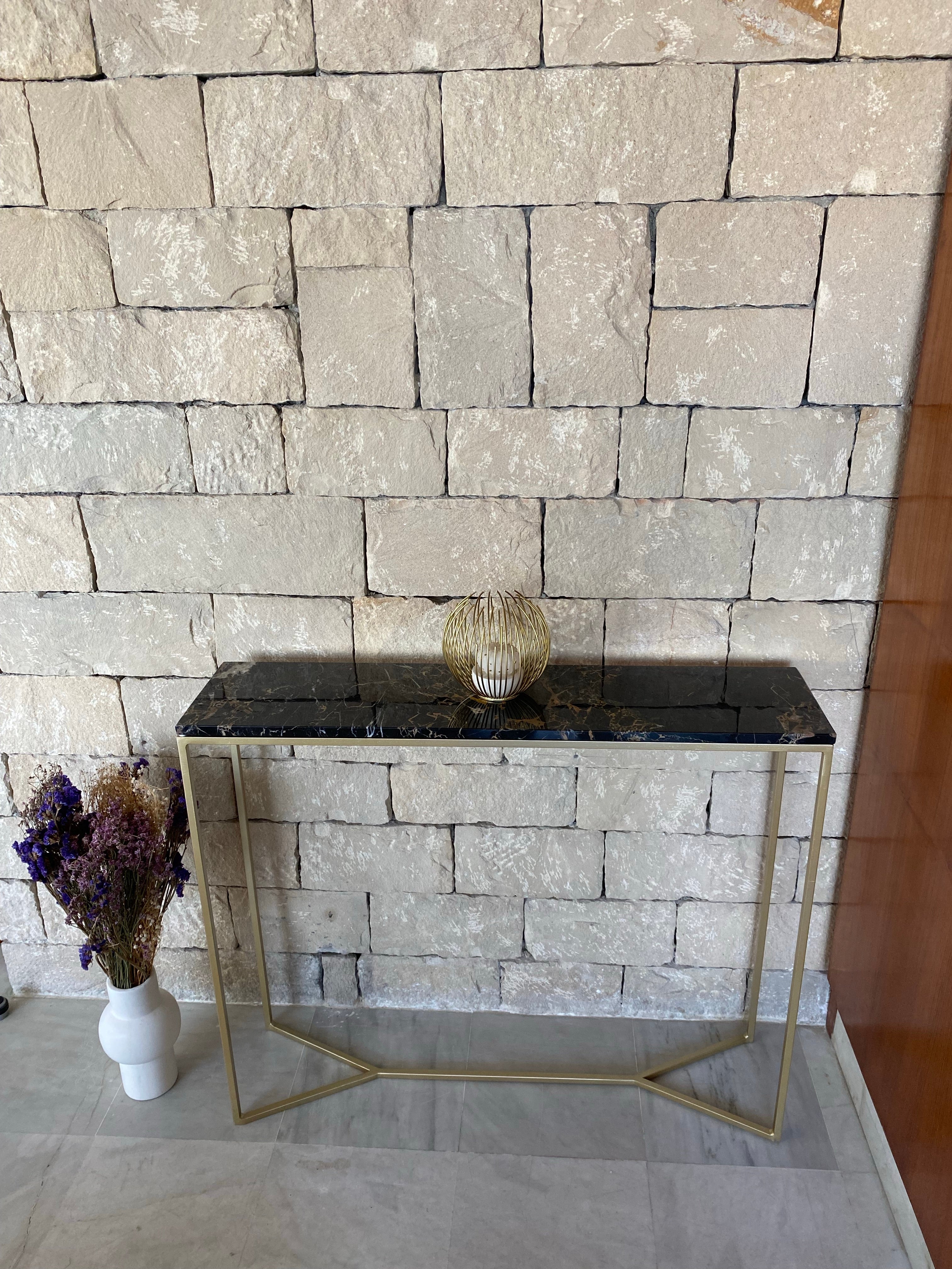 Console élégance marbre Portor Gold (90x22) - GIPSY HOME