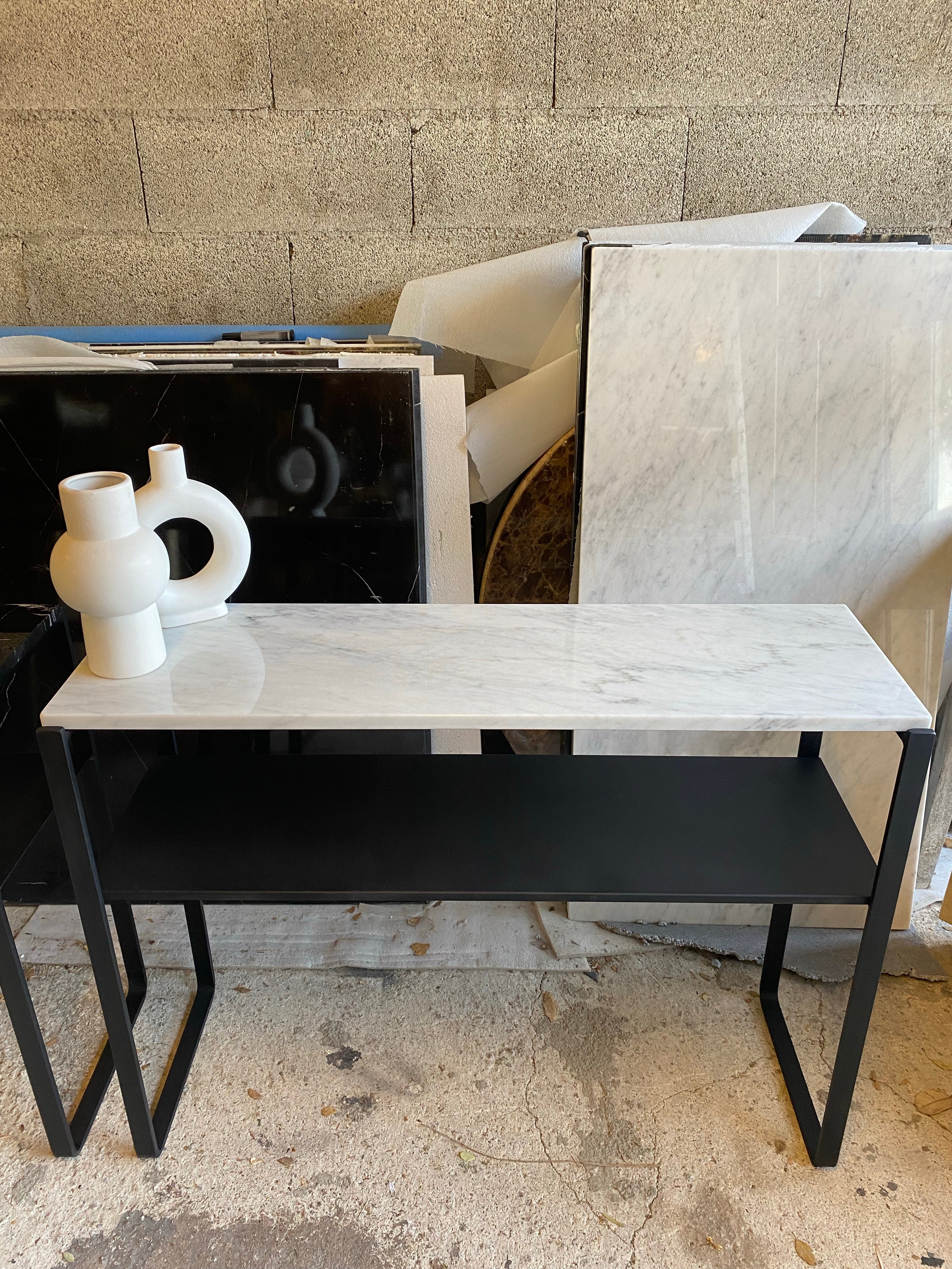 Console Harmony avec étagère & marbre blanc carrare - GIPSY HOME