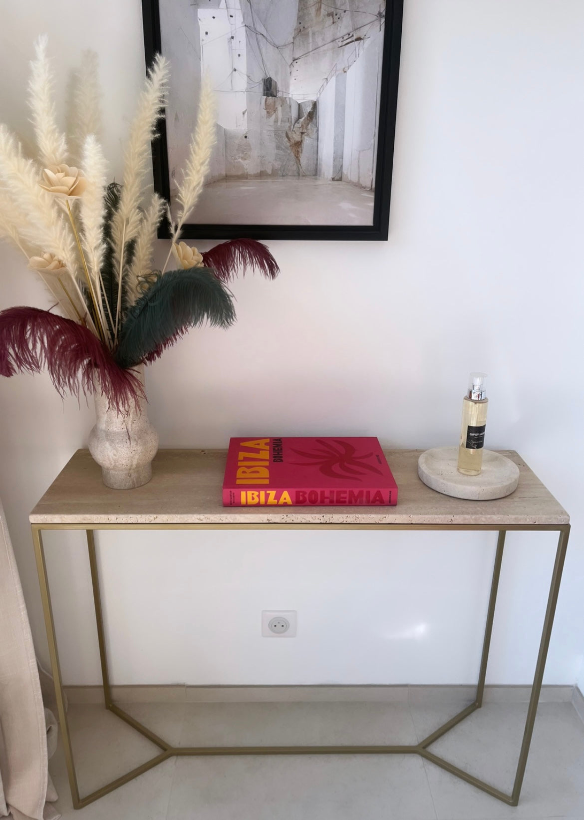 Console élégance Y x Travertin (100x30) - GIPSY HOME