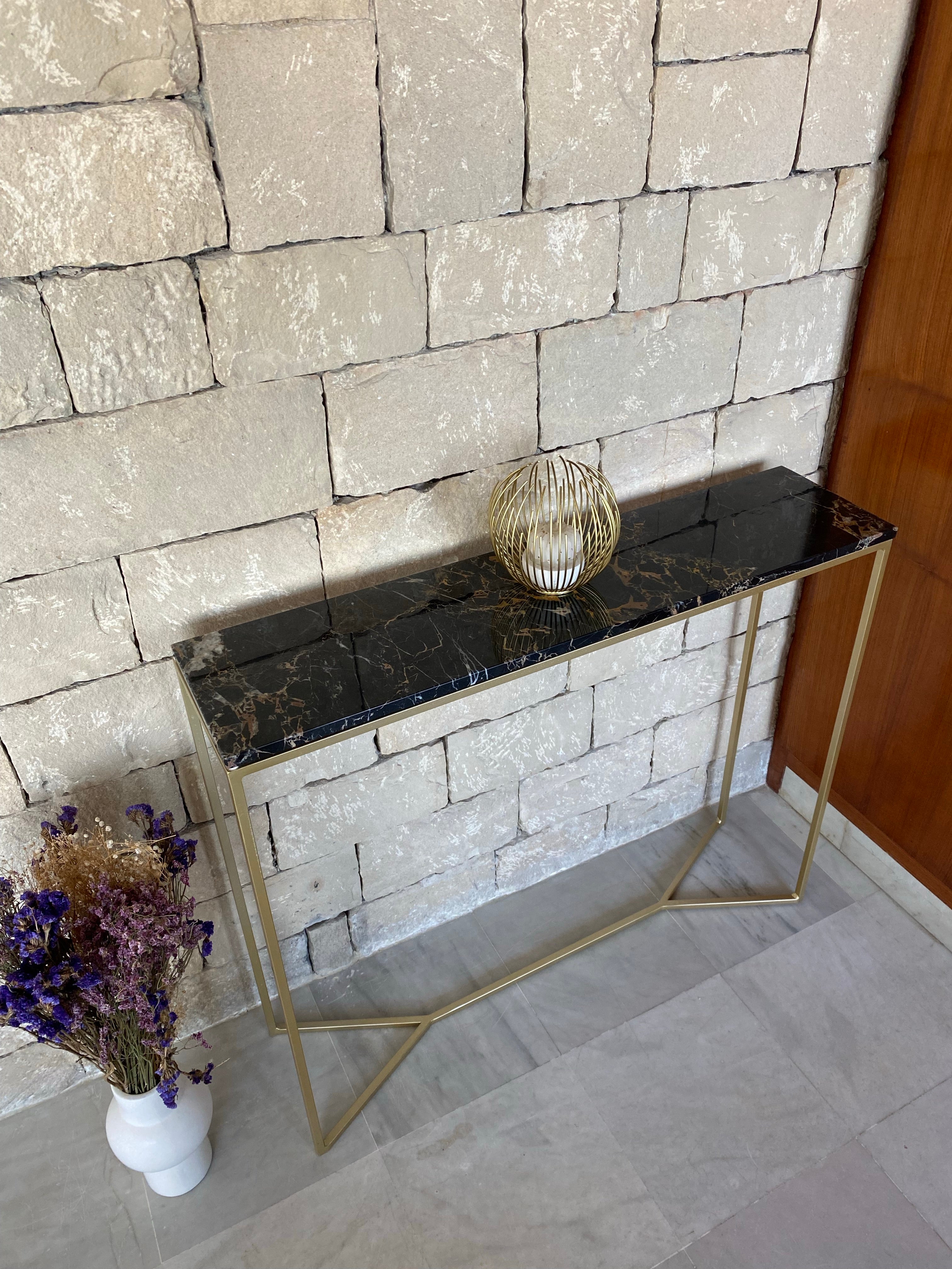 Console élégance marbre Portor Gold (90x22) - GIPSY HOME