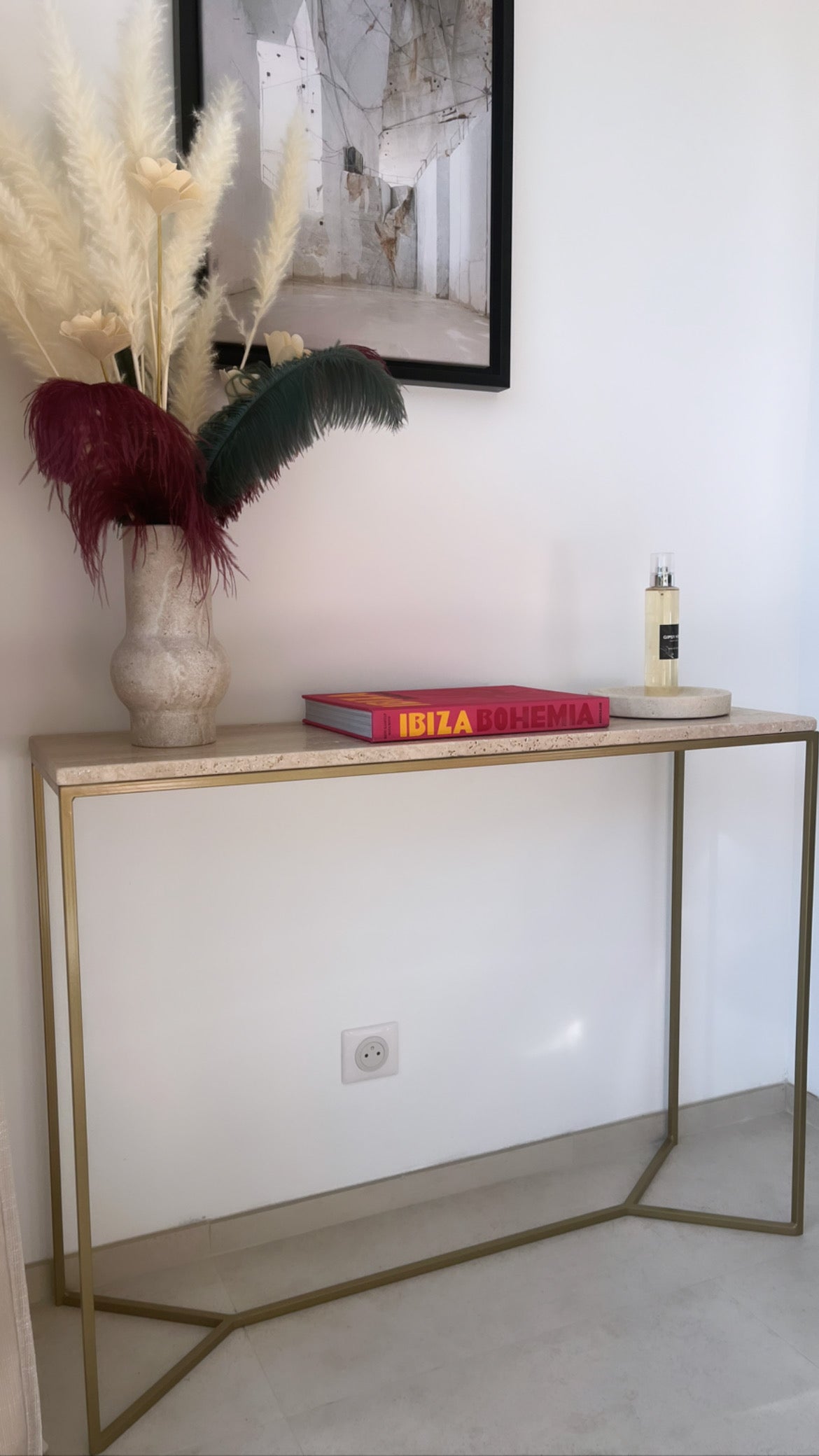 Console élégance Y x Travertin (100x30) - GIPSY HOME