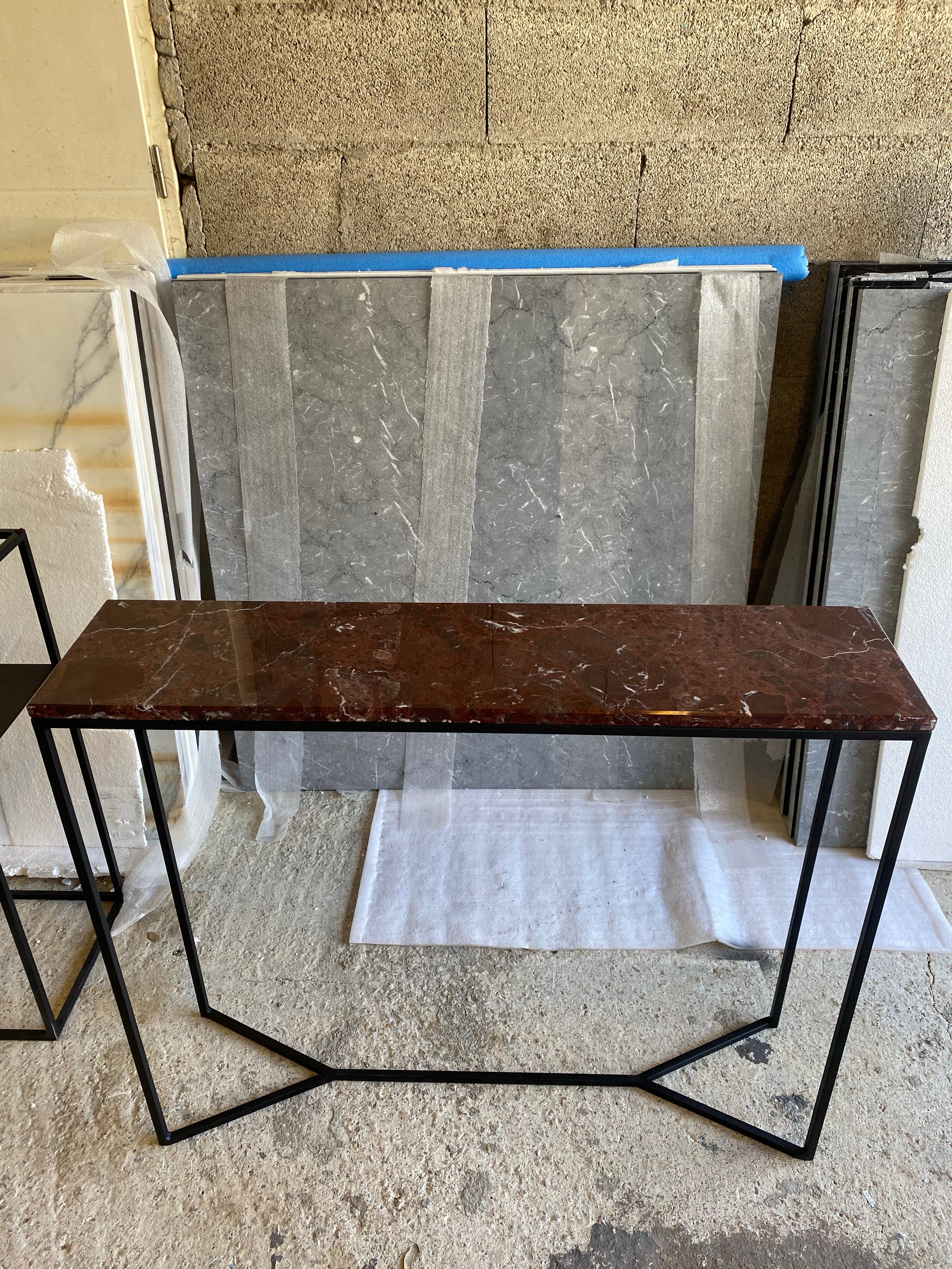 Console élégance Y marbre Rosso Levanto (90x22) - GIPSY HOME