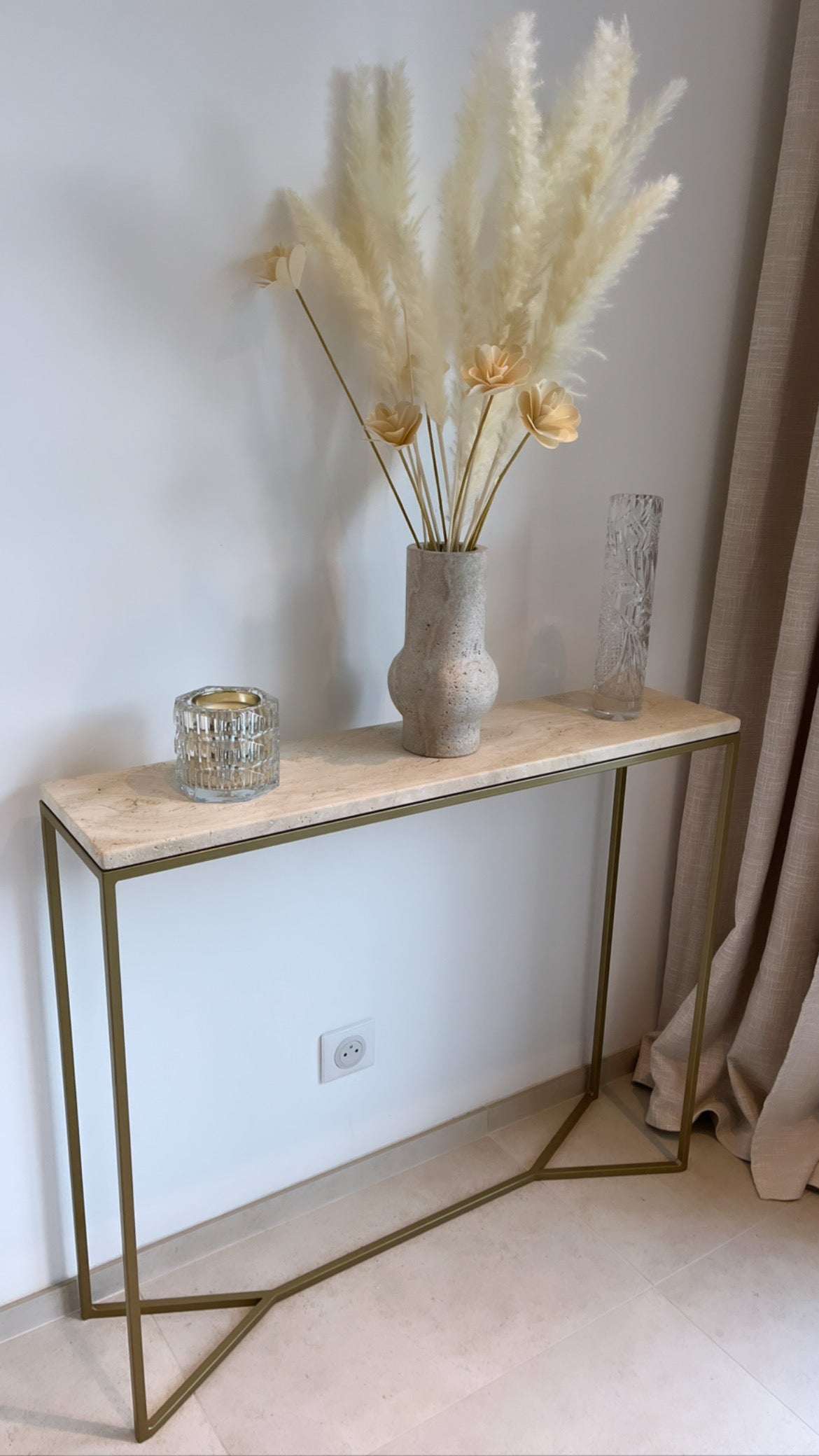 Console élégance Y x Travertin (90x22) - GIPSY HOME