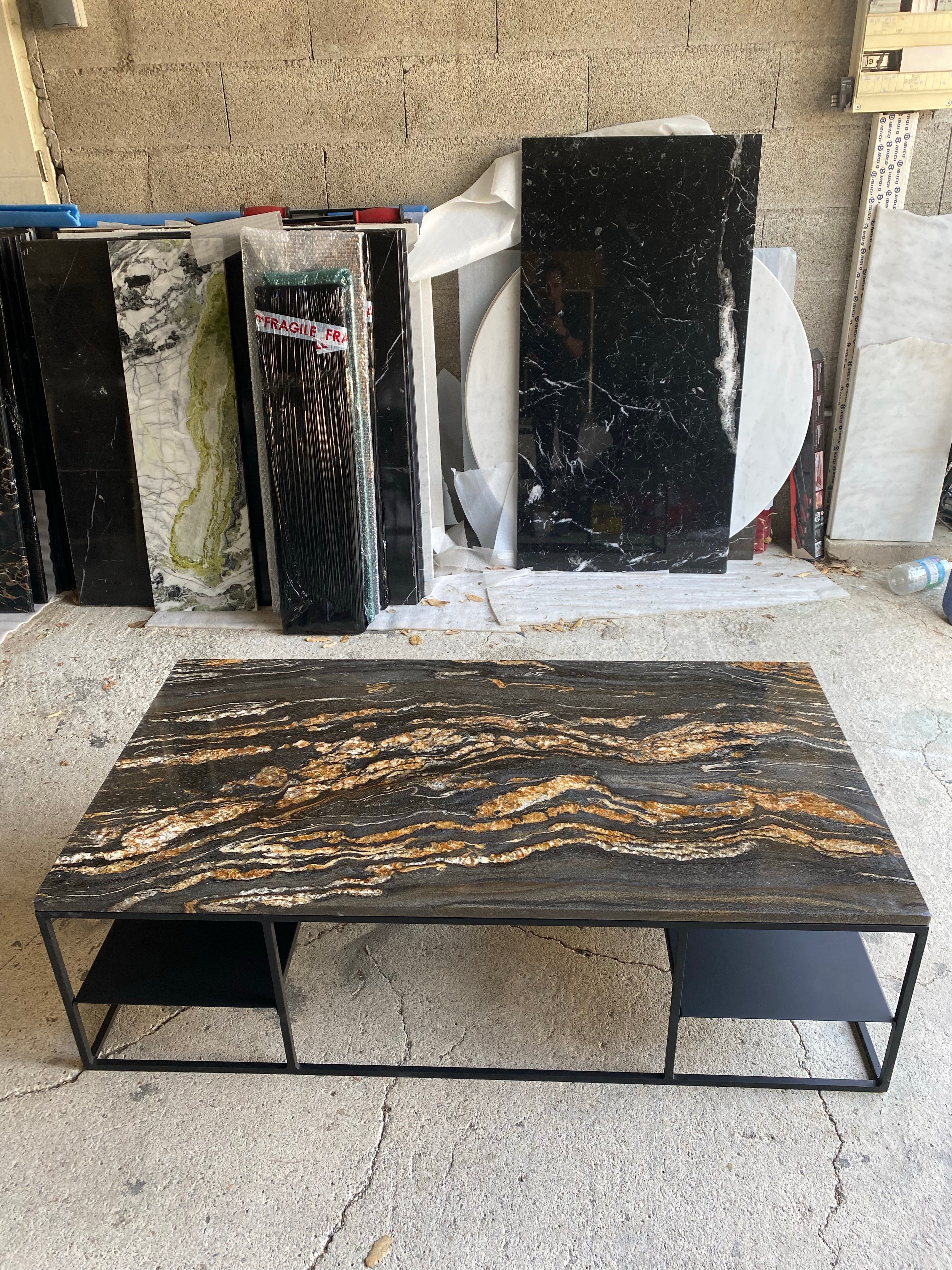 PRÉ COMMANDE Table basse Élégance étagère rectangle x Fusion Gold - GIPSY HOME