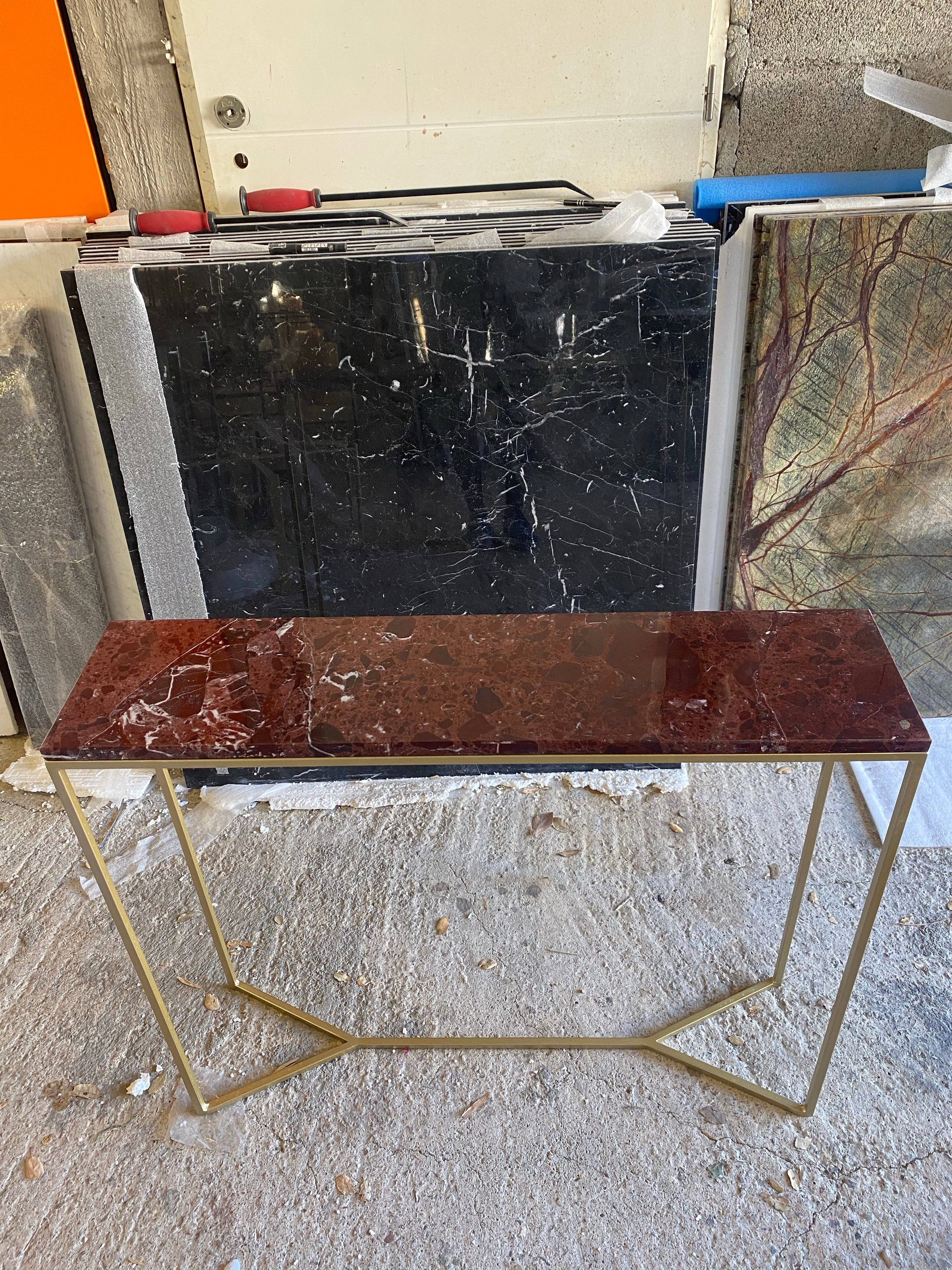 Console élégance Y marbre Rosso Levanto (90x22) - GIPSY HOME