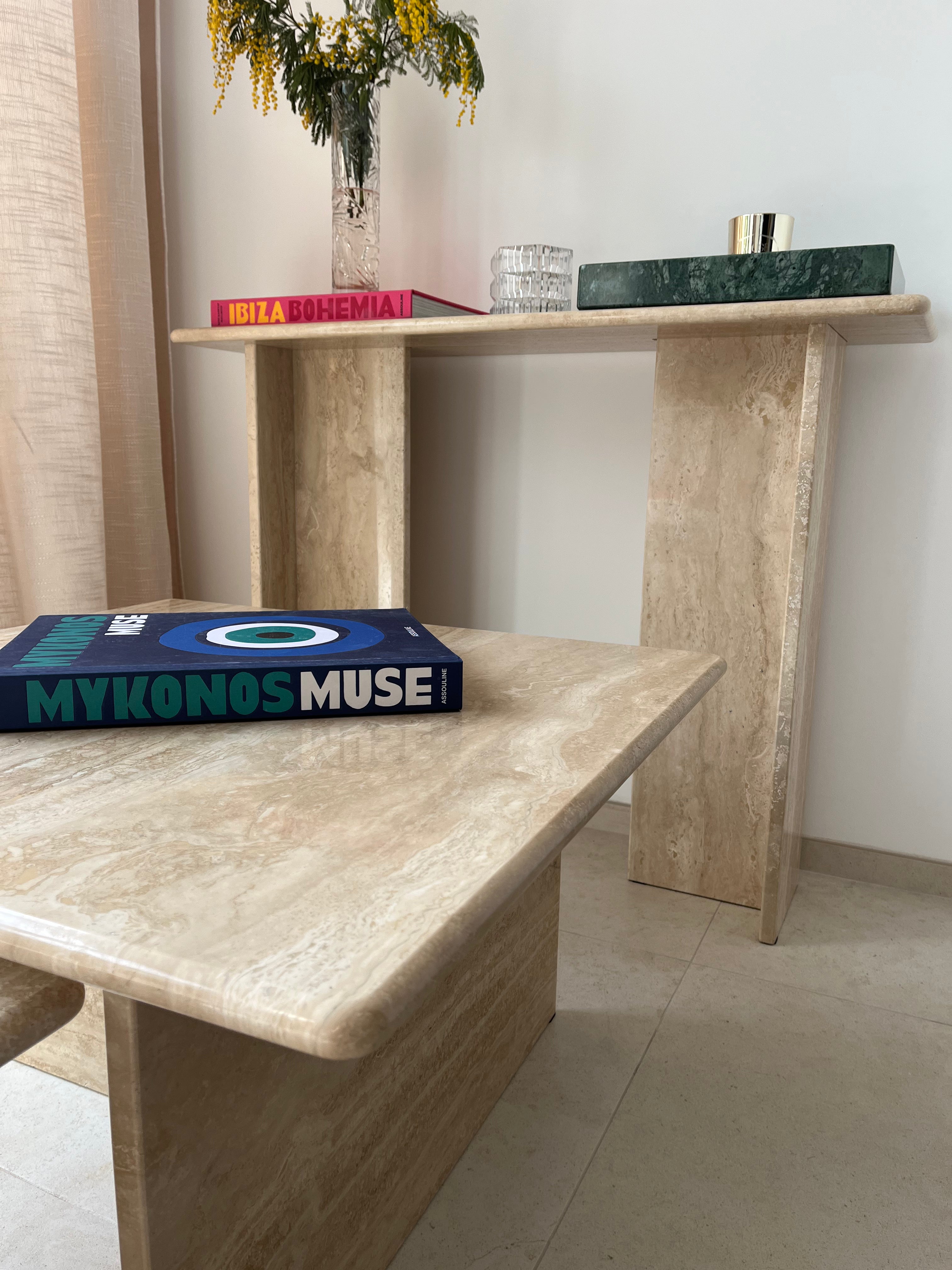 Table Gigognes carrées 100% TRAVERTIN - GIPSY HOME