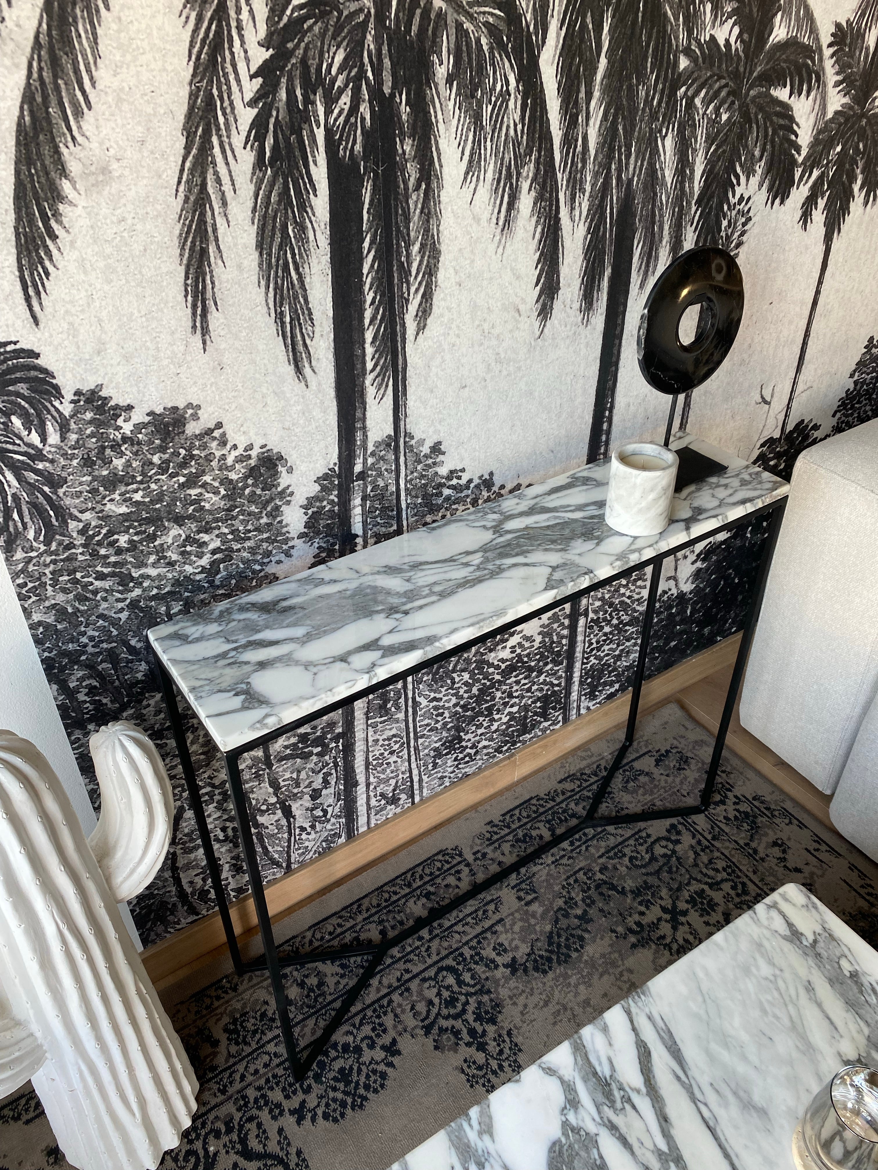 Console élégance marbre Arabescato (90x22) - GIPSY HOME