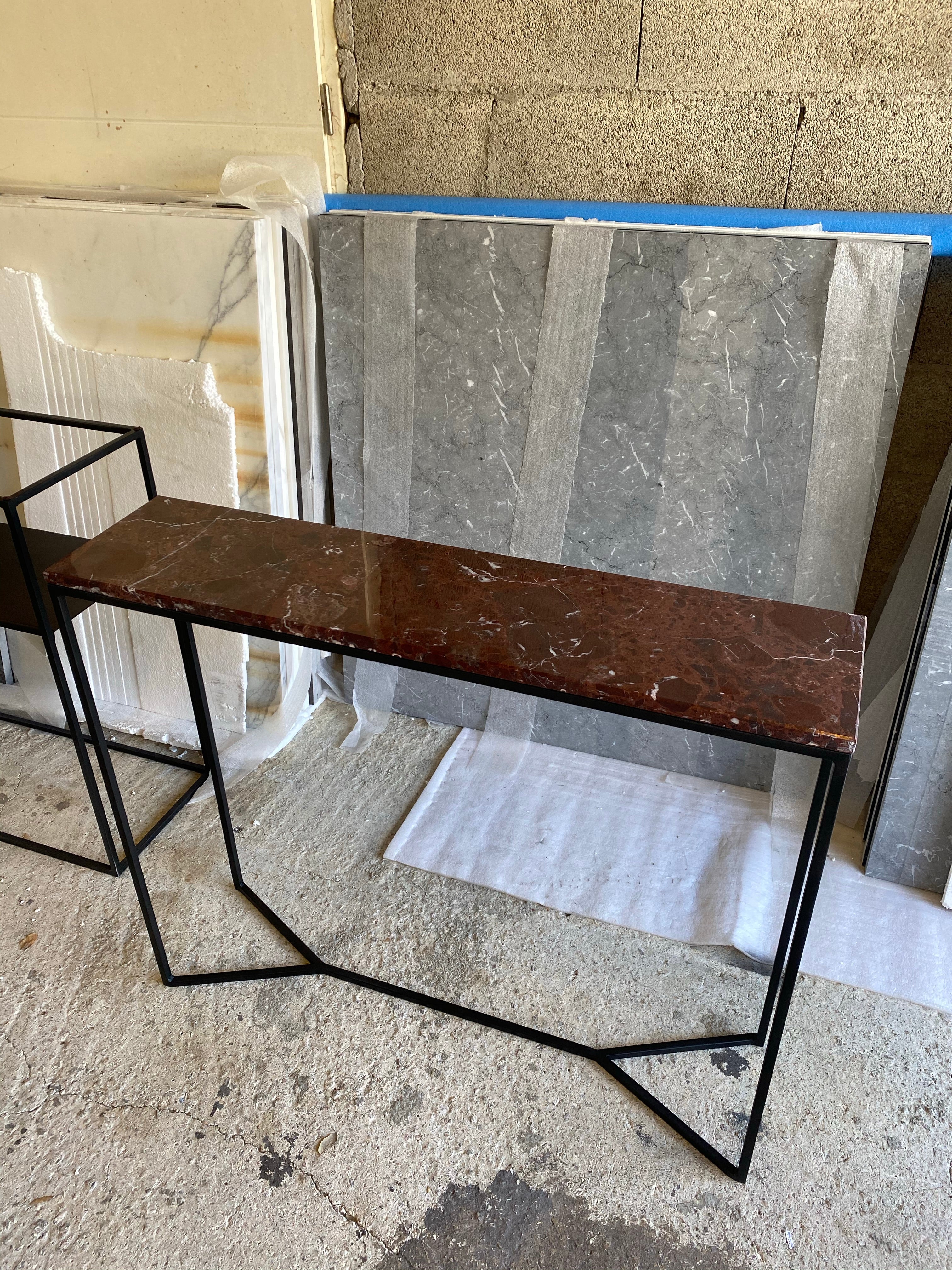 Console élégance Y marbre Rosso Levanto (90x22) - GIPSY HOME