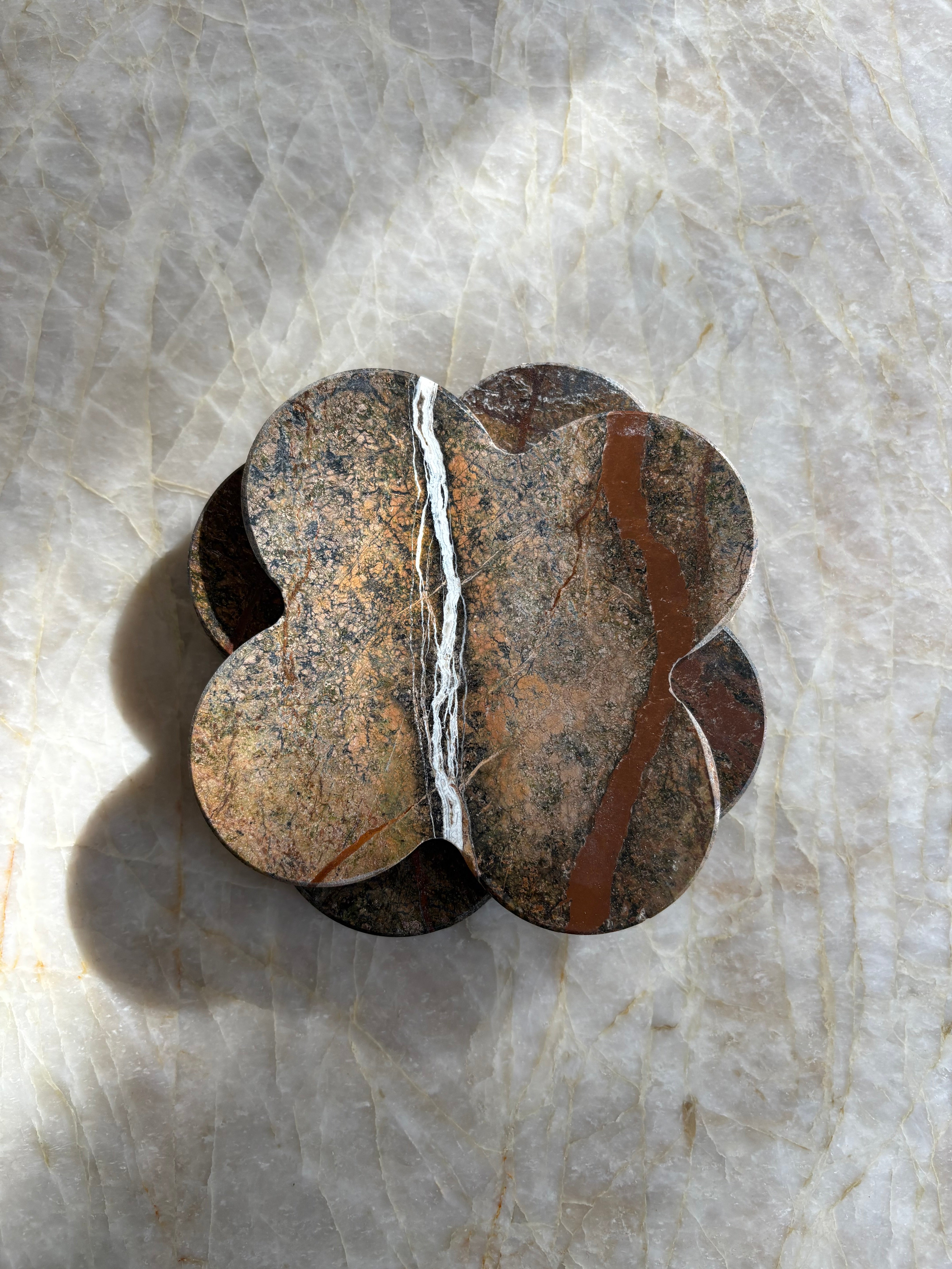 Dessous de verres nuage trèfle en marbre green forest (lot de 4)