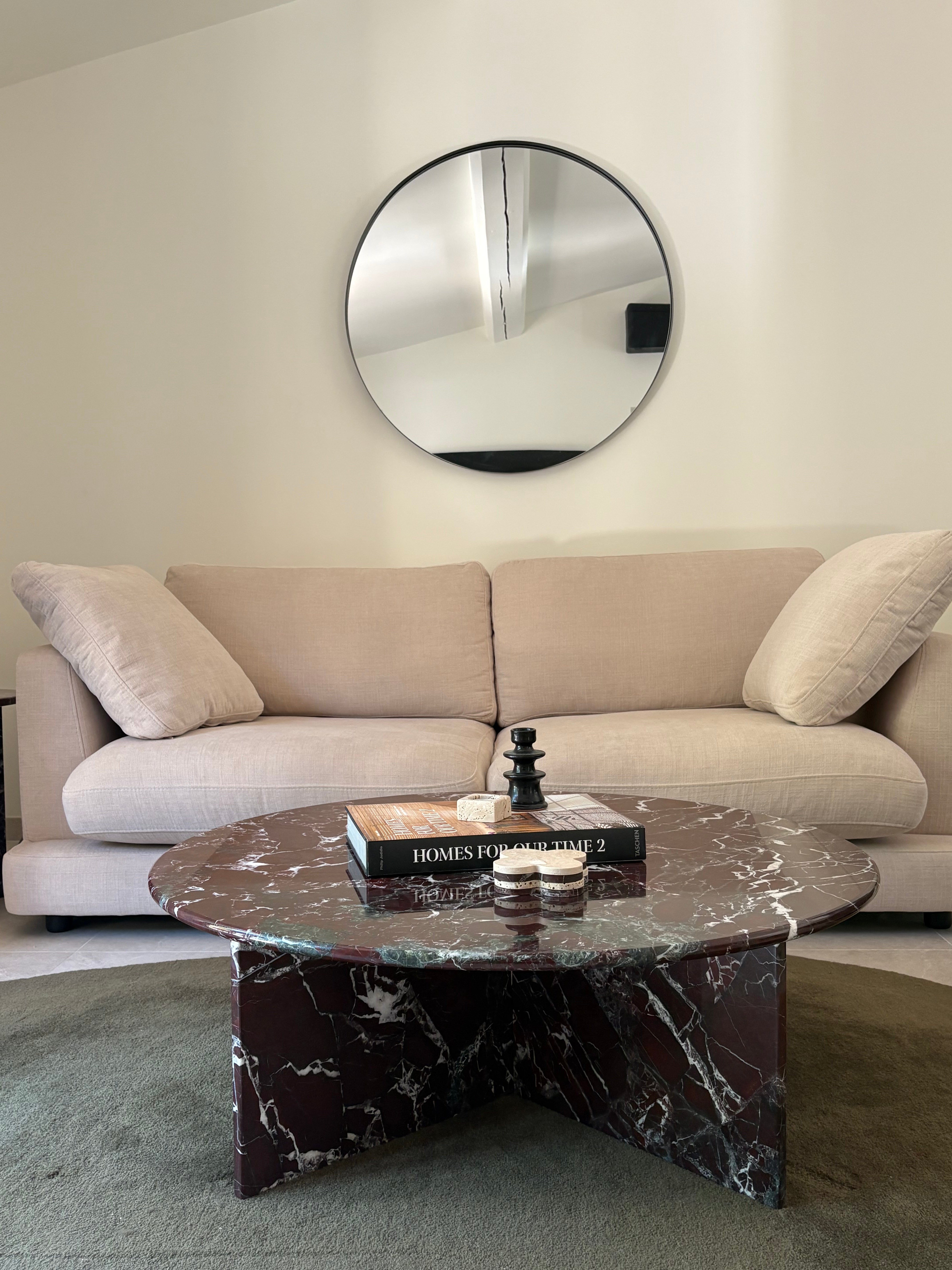 Table basse D100 ronde x  Marbre rouge Rosso Levanto