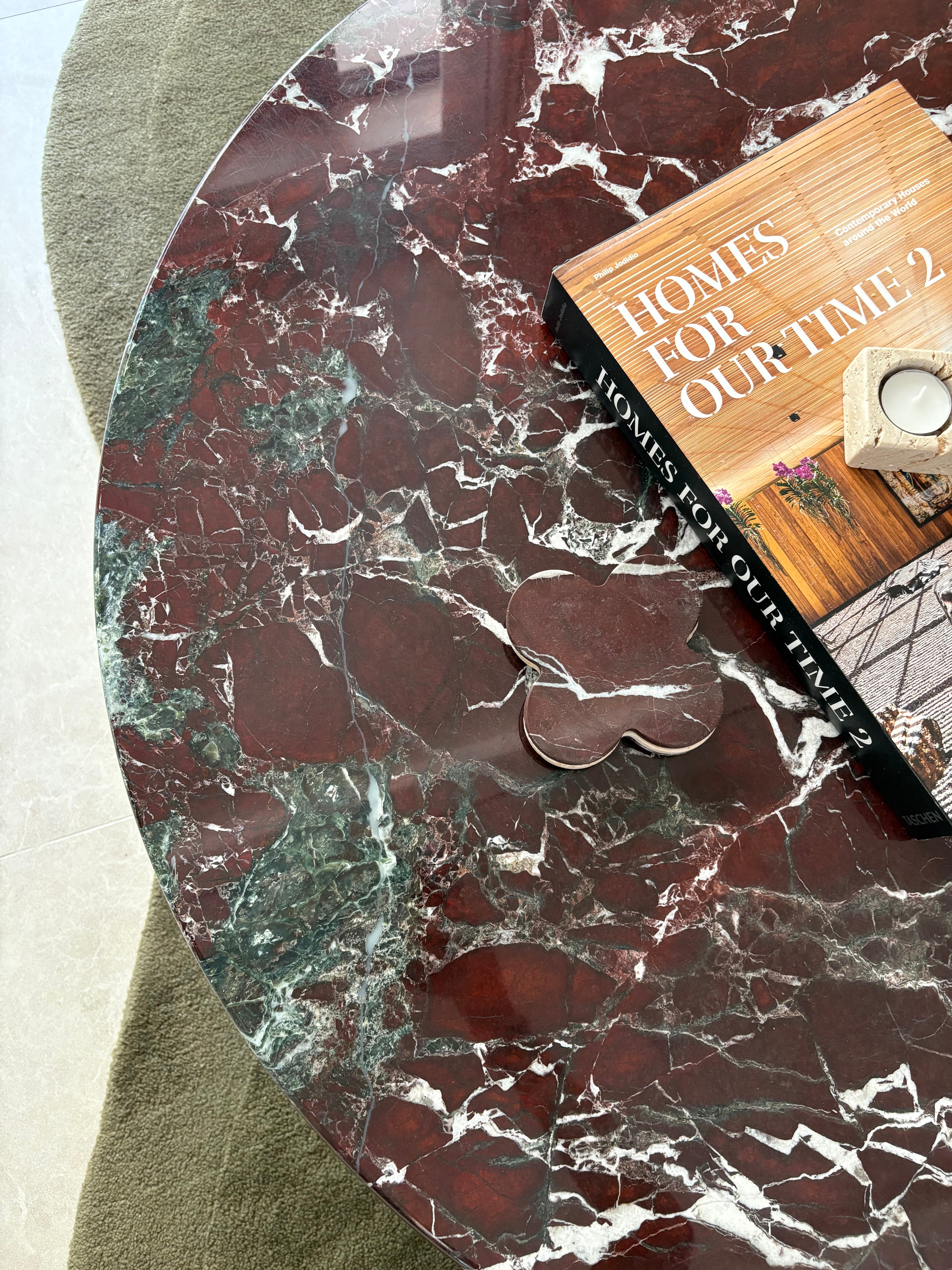 Table basse D100 ronde x  Marbre rouge Rosso Levanto