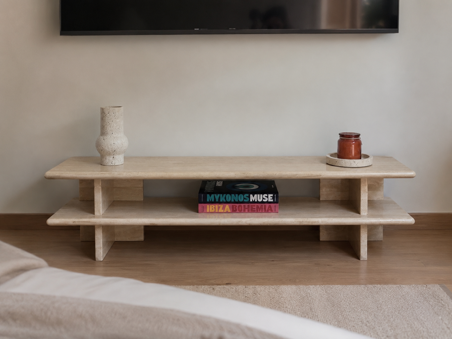 Banc ou Meuble tv en travertin