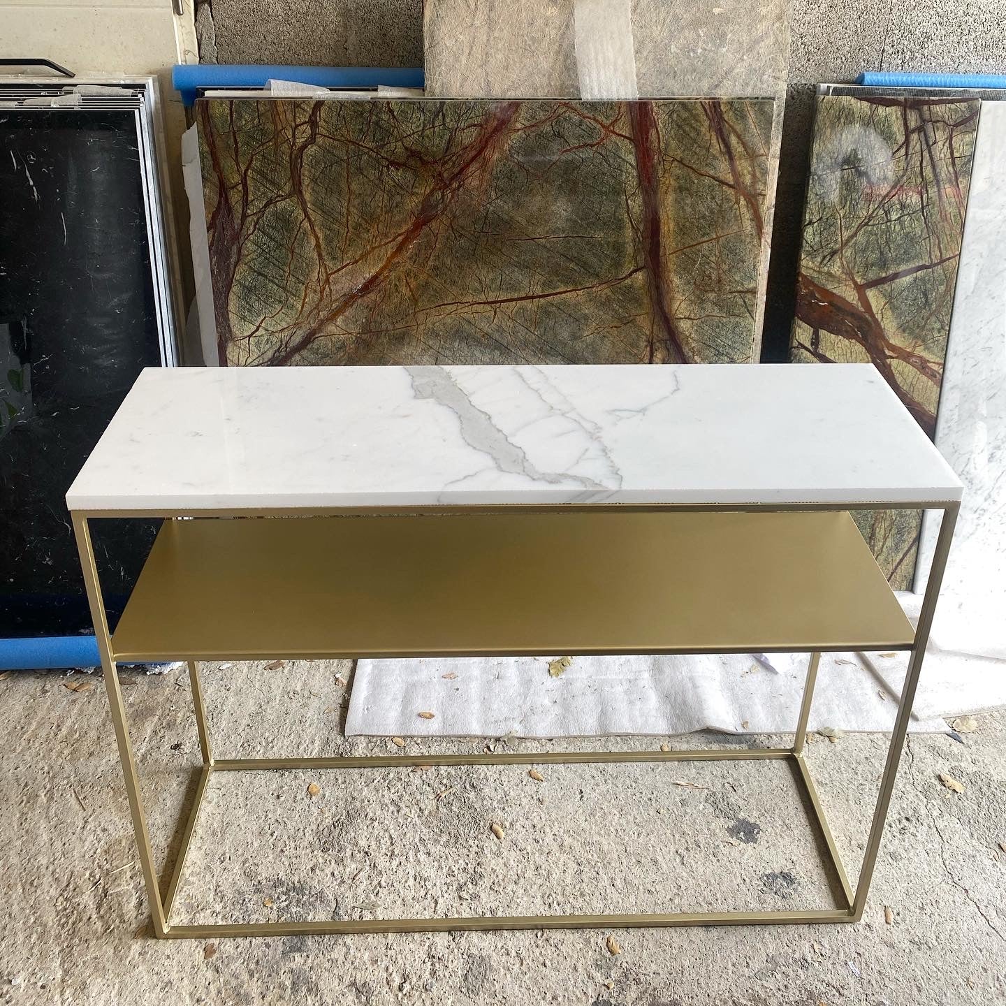 Console with shelf &amp; Calacatta Gold marble
