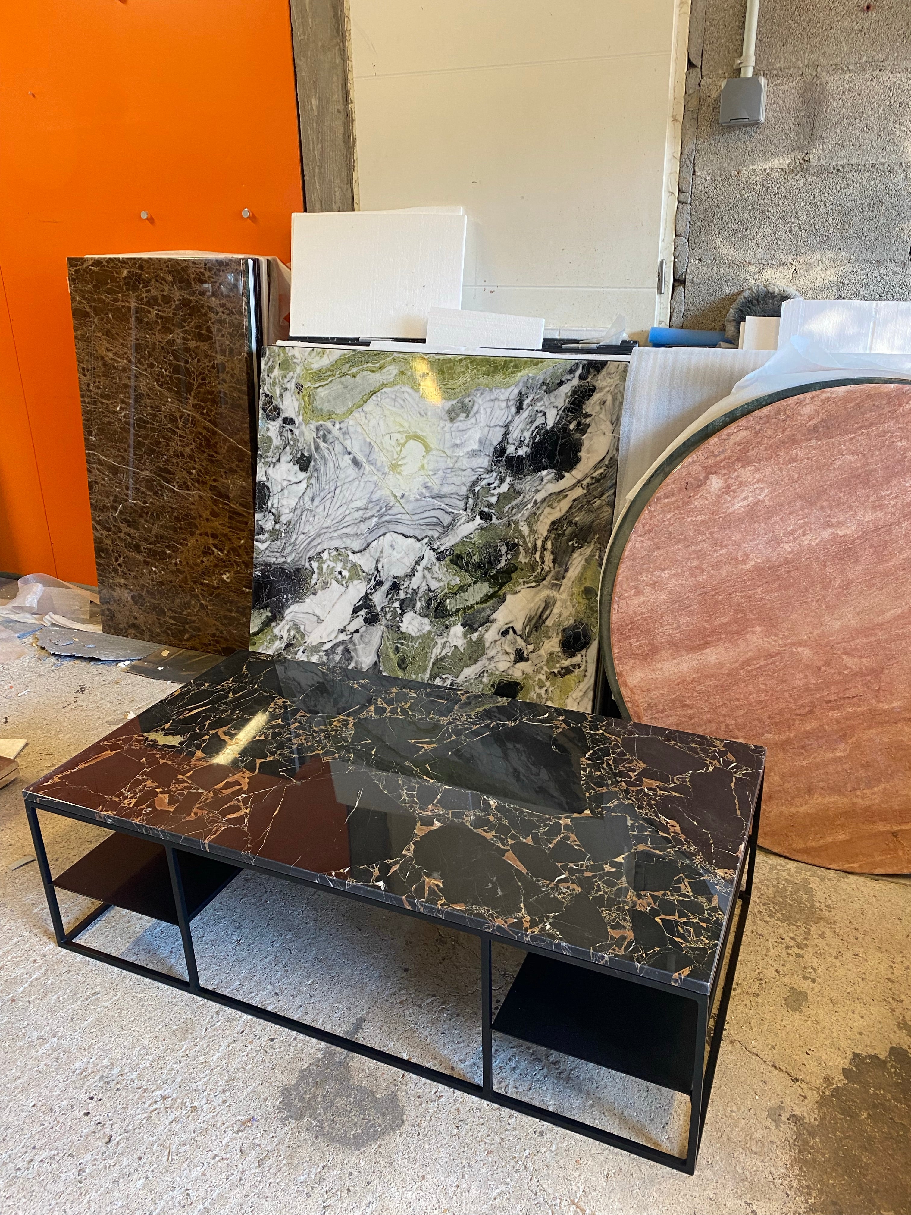 Elegance coffee table with rectangular shelf x Portor Gold