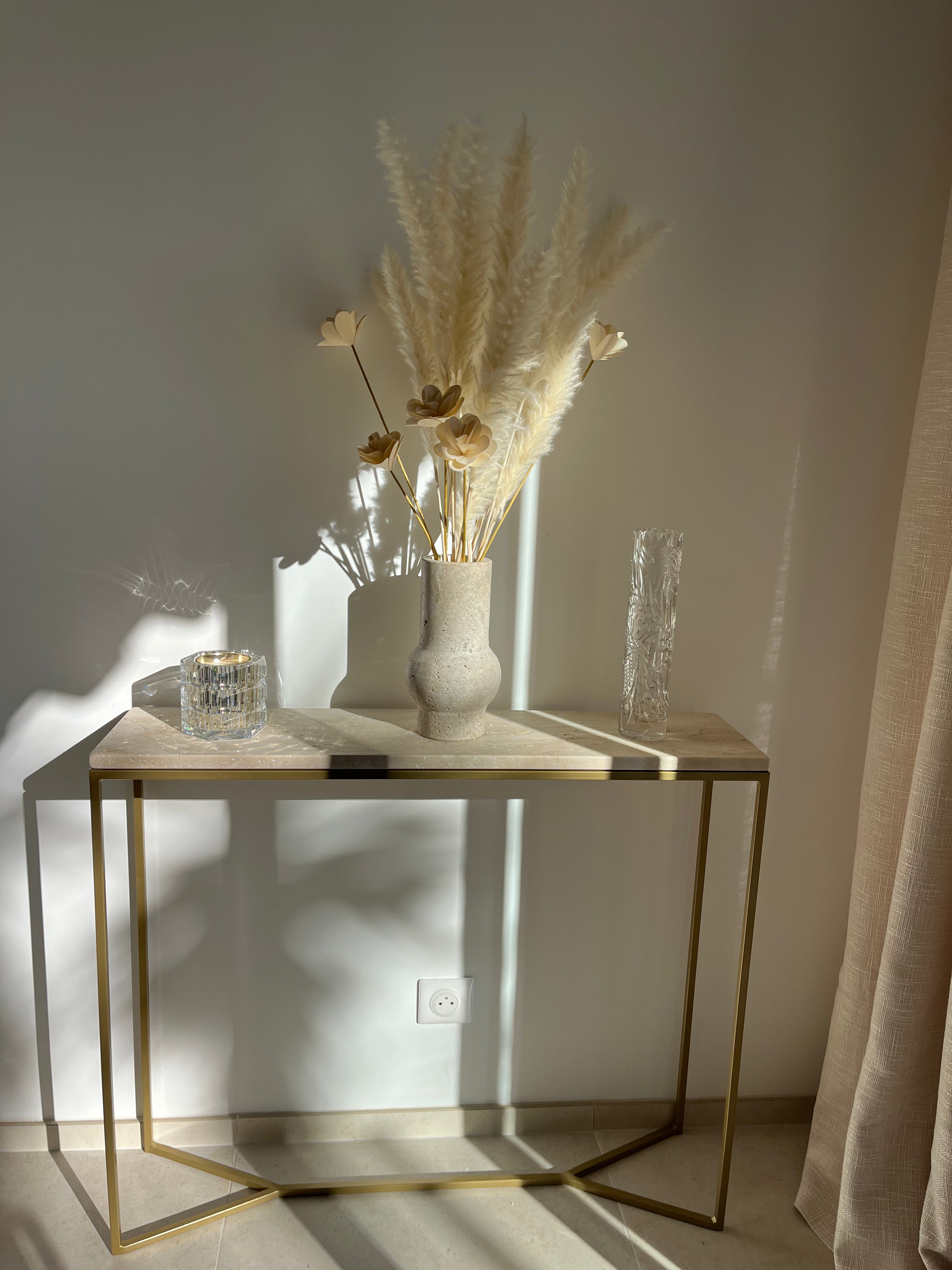 Console élégance Y x Travertin  (90x22) - GIPSY HOME
