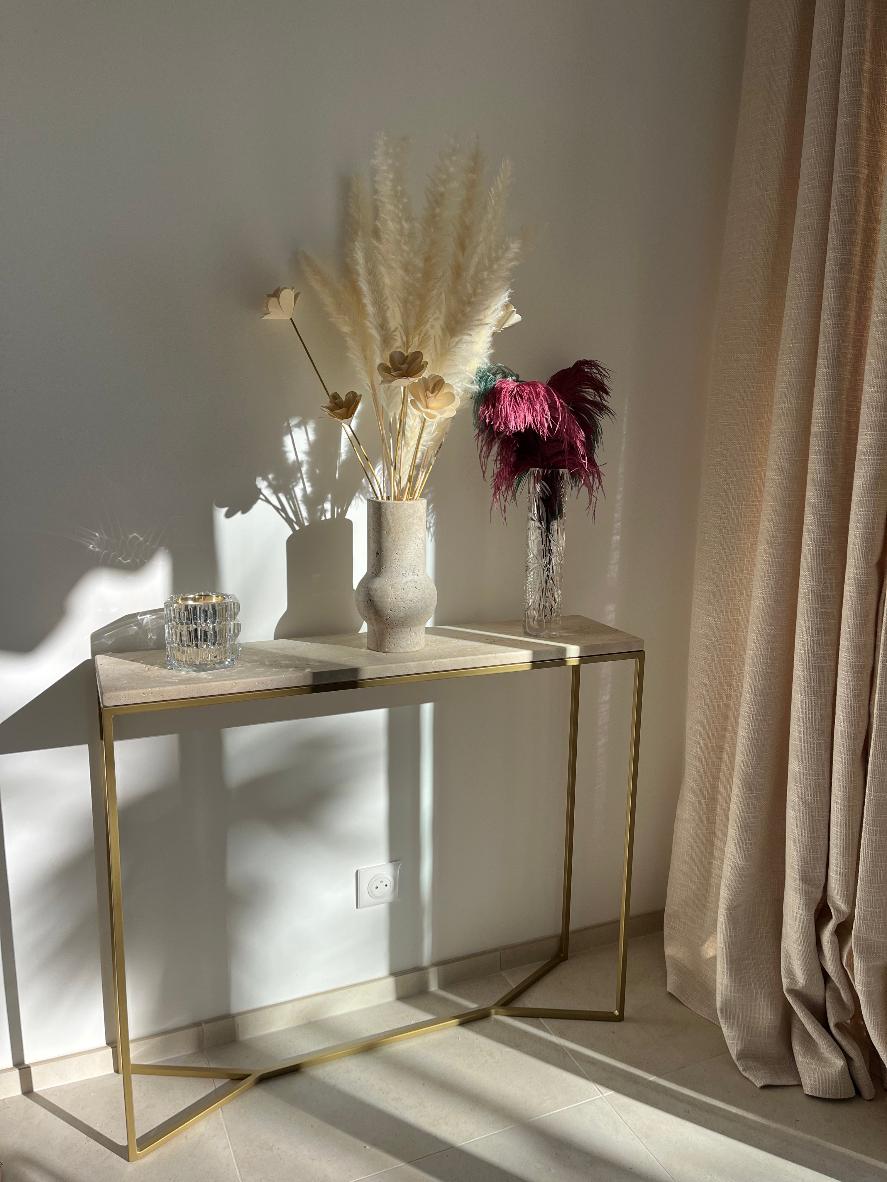 Console élégance Y x Travertin  (90x22) - GIPSY HOME
