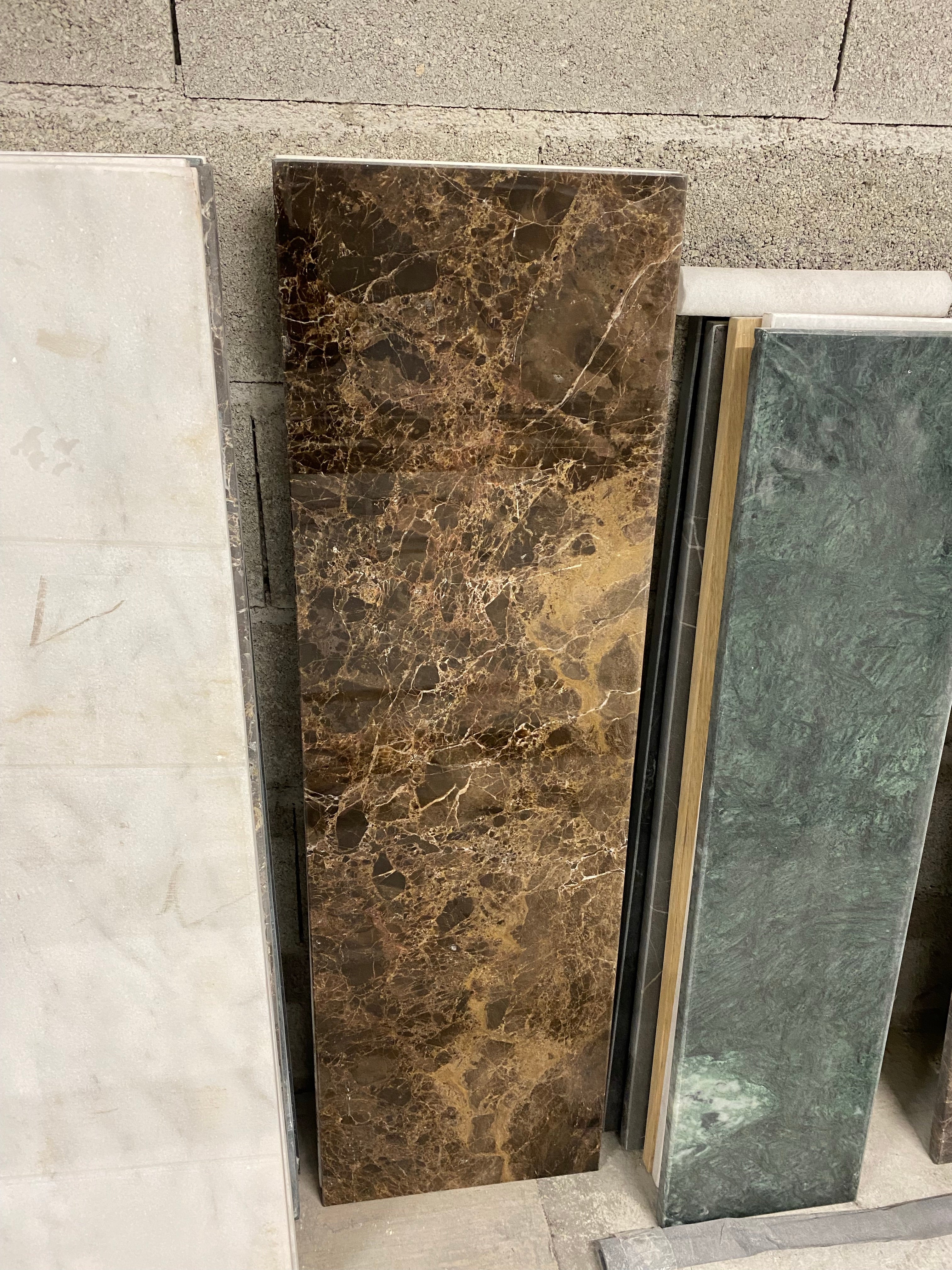 Console with shelf &amp; Brown emperador marble