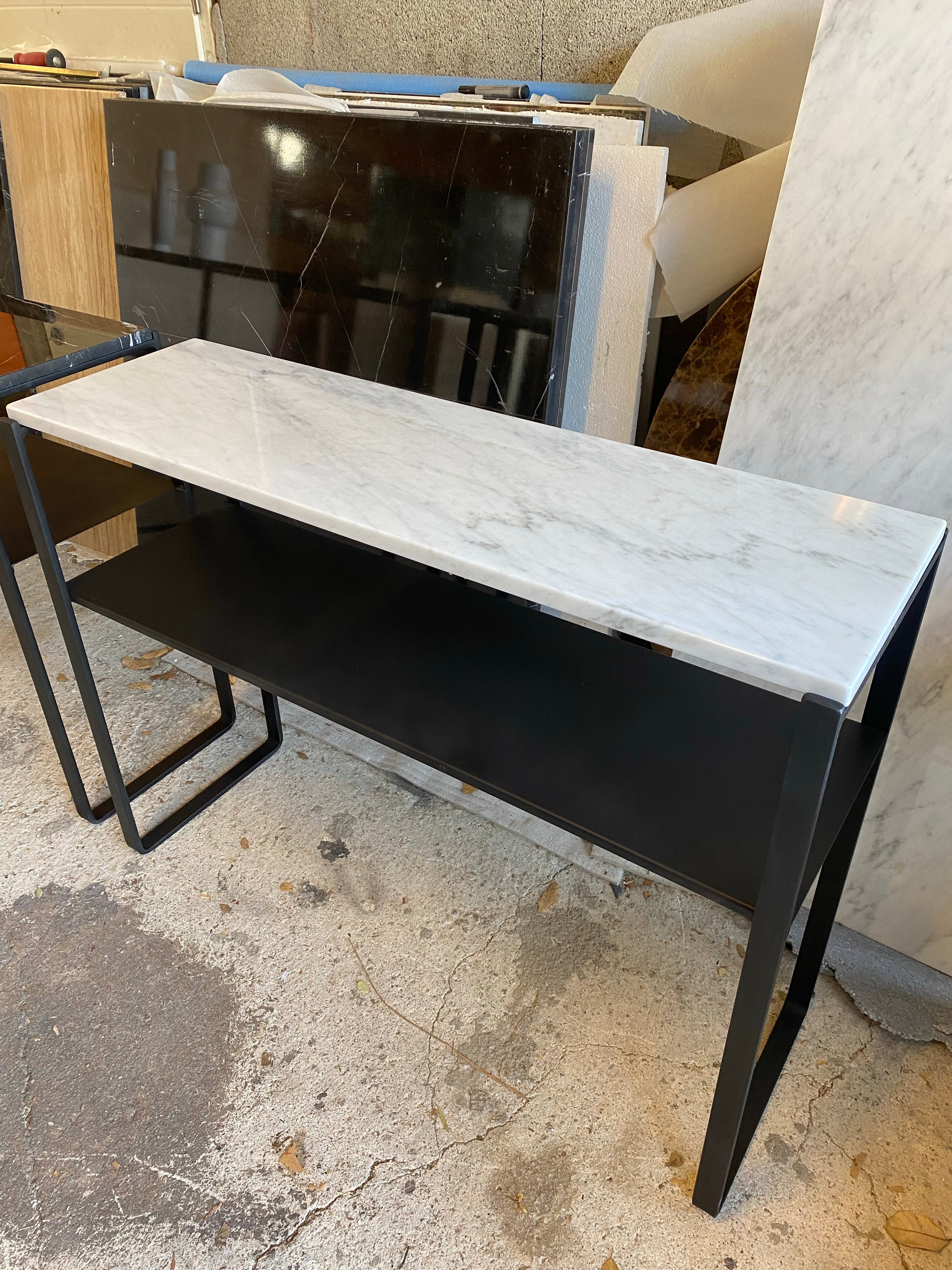 Console Harmony avec étagère & marbre blanc carrare - GIPSY HOME
